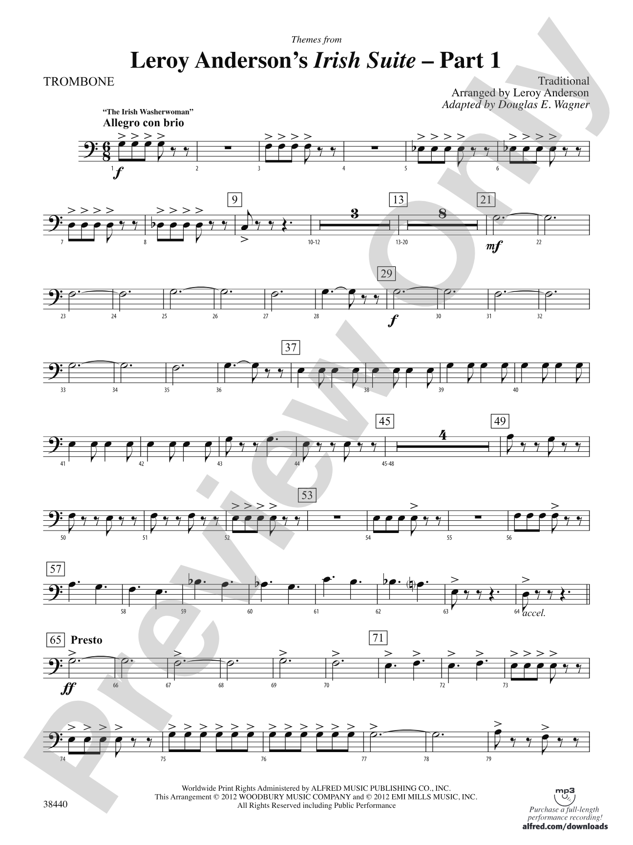 Leroy Anderson's Irish Suite, Part 1 (Themes from): 1st Trombone
