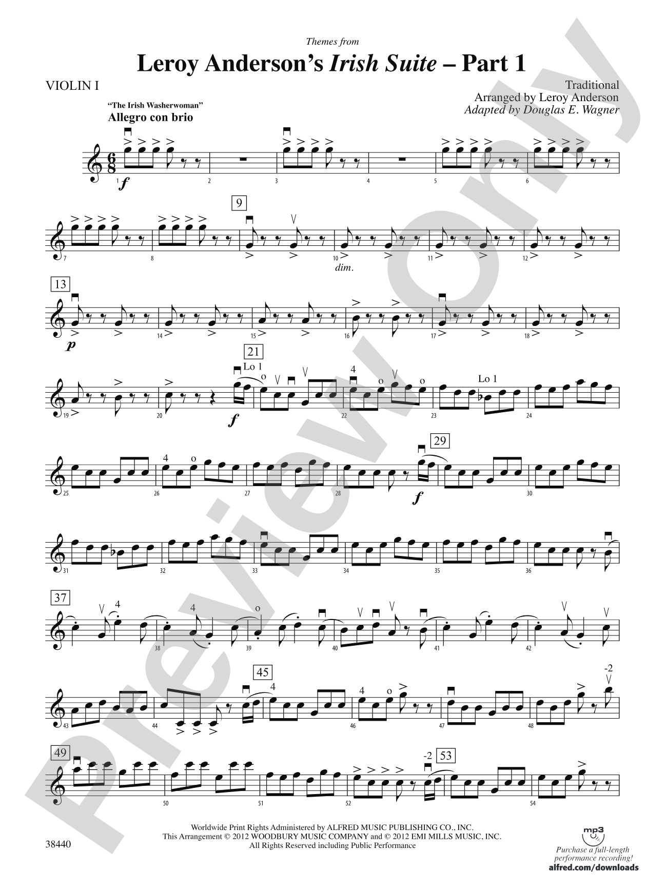 Leroy Anderson's Irish Suite, Part 1 (Themes from): 1st Violin