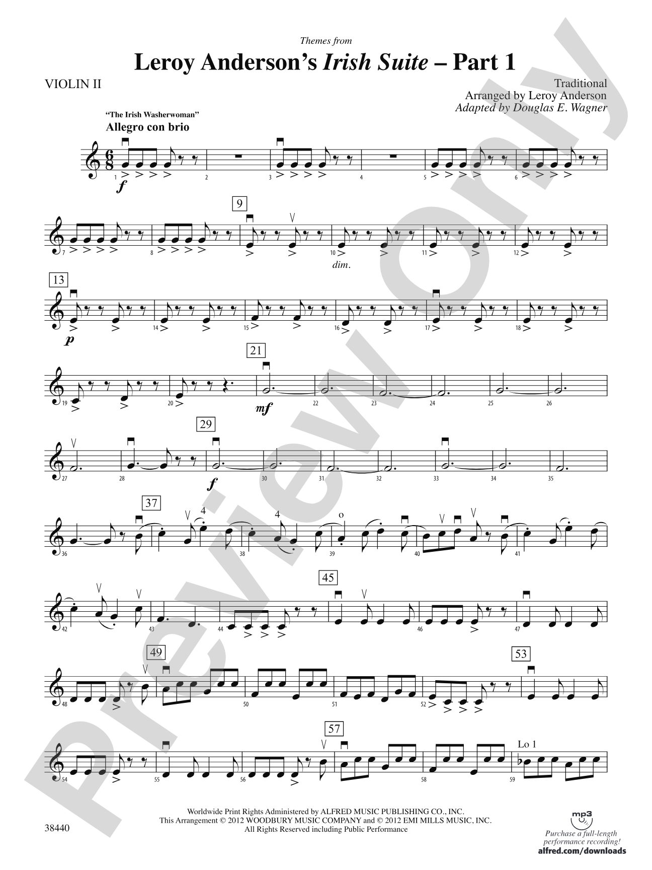 Leroy Anderson's Irish Suite, Part 1 (Themes from): 2nd Violin