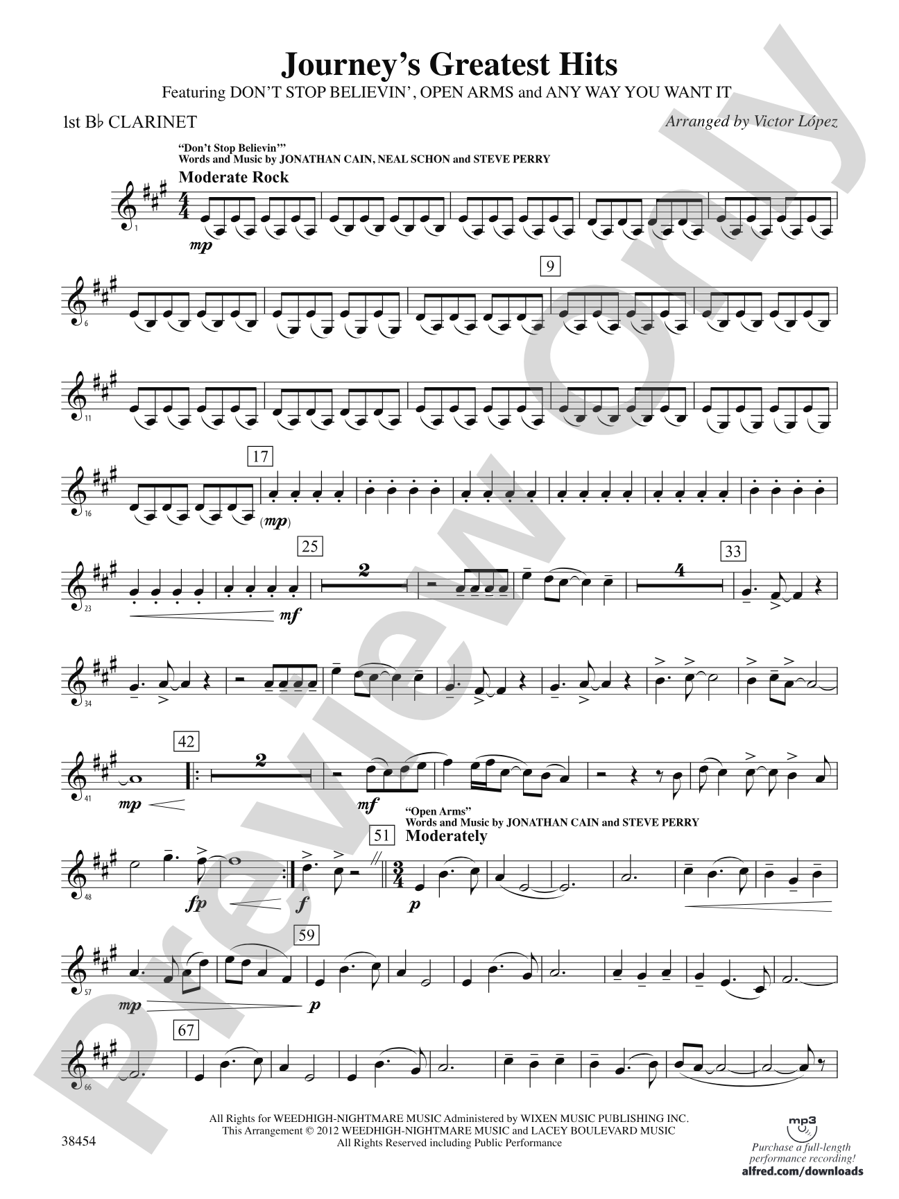 Journey's Greatest Hits: 1st B-flat Clarinet