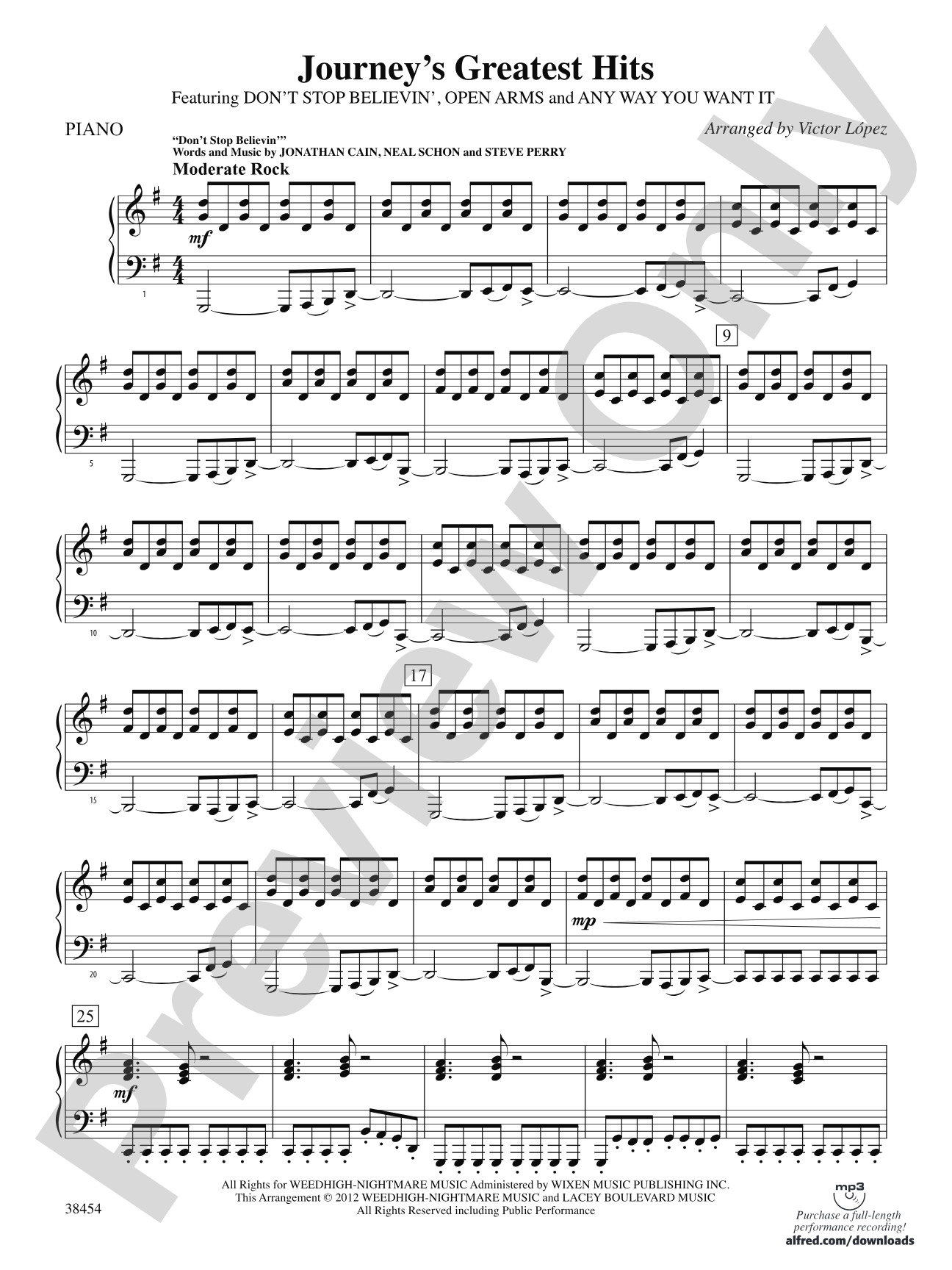 Journey's Greatest Hits: Piano Accompaniment