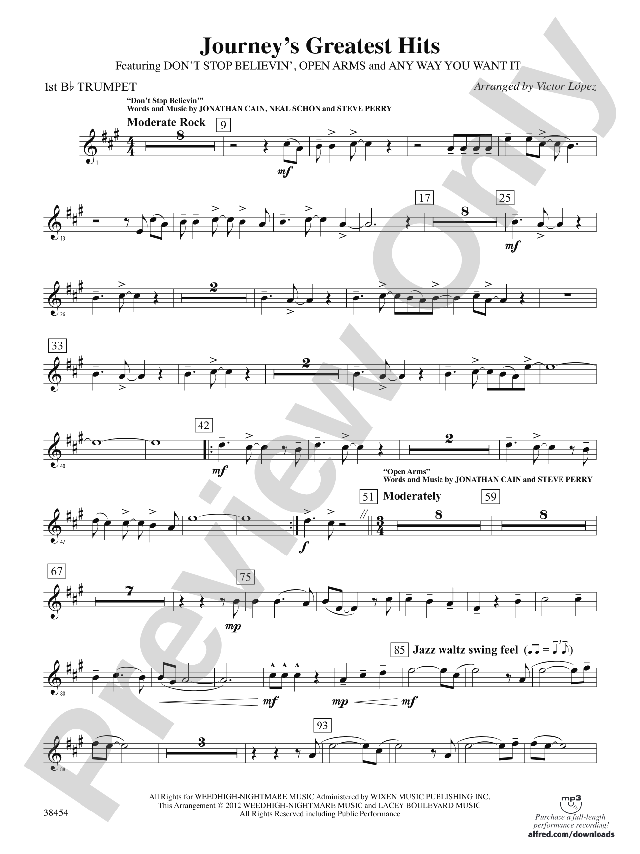 Journey's Greatest Hits: 1st B-flat Trumpet