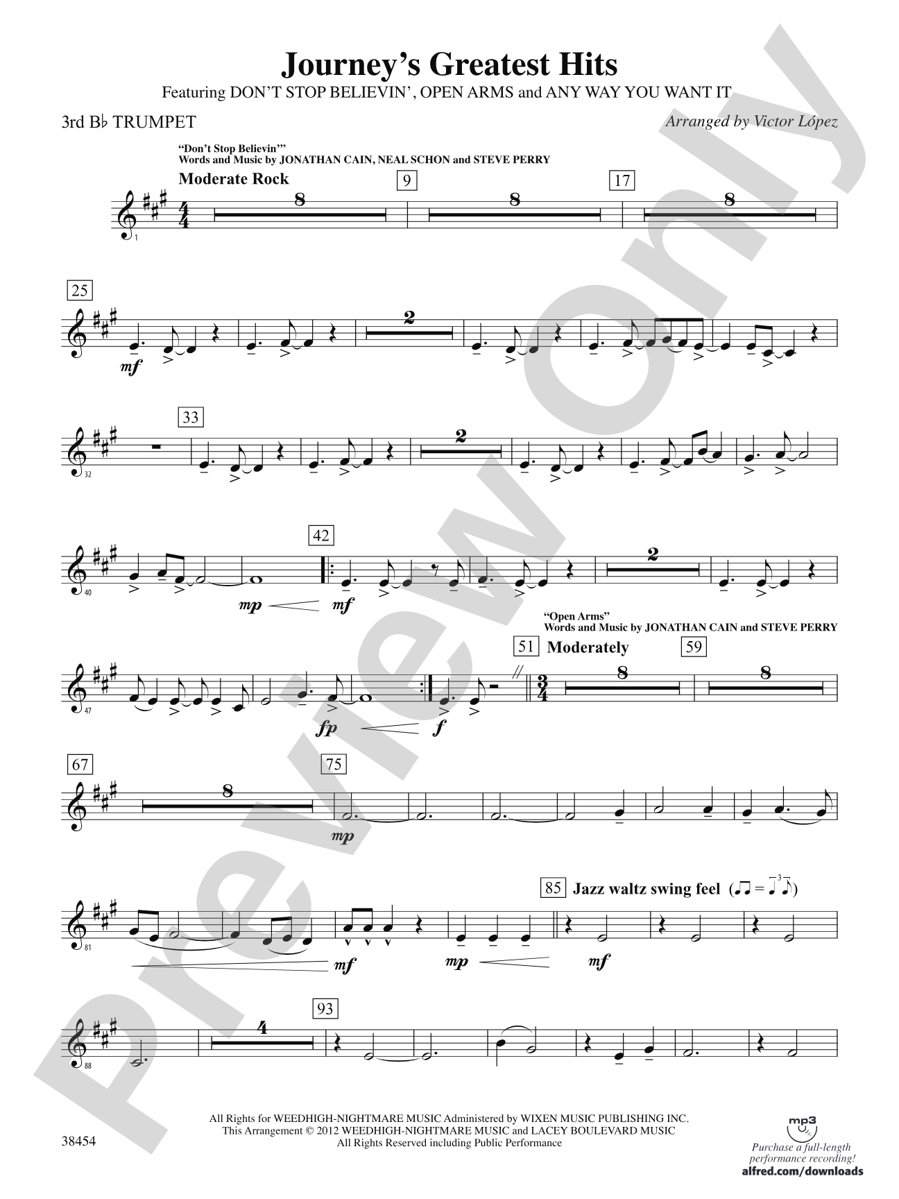 Journey's Greatest Hits: 3rd B-flat Trumpet