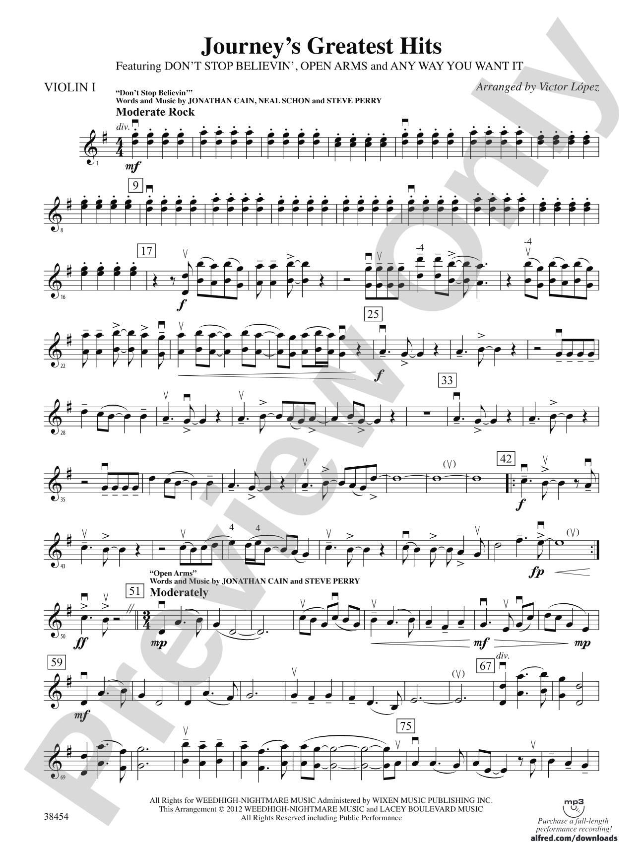 Journey's Greatest Hits: 1st Violin