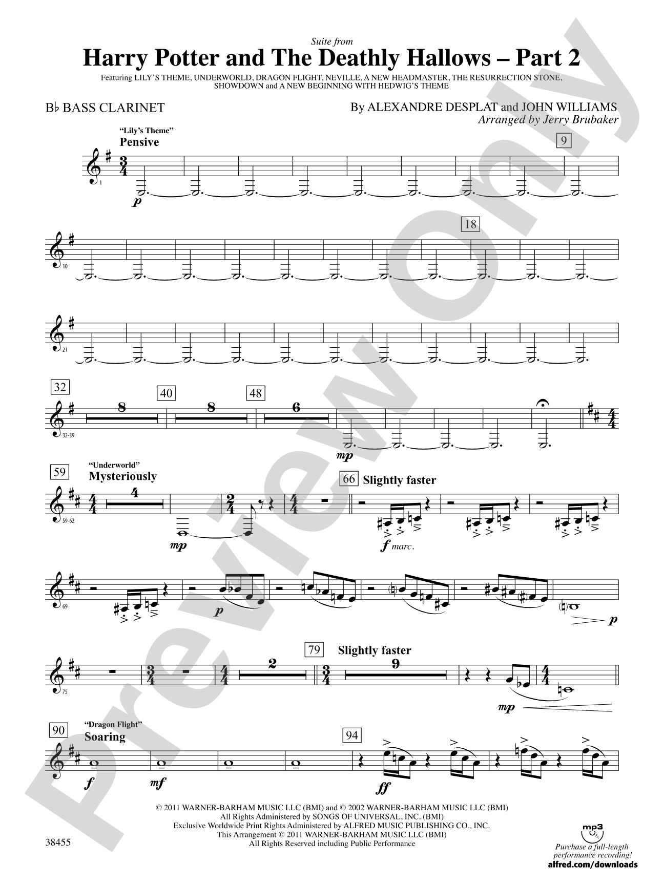 Harry Potter and the Deathly Hallows, Part 2, Suite from: B-flat Bass Clarinet