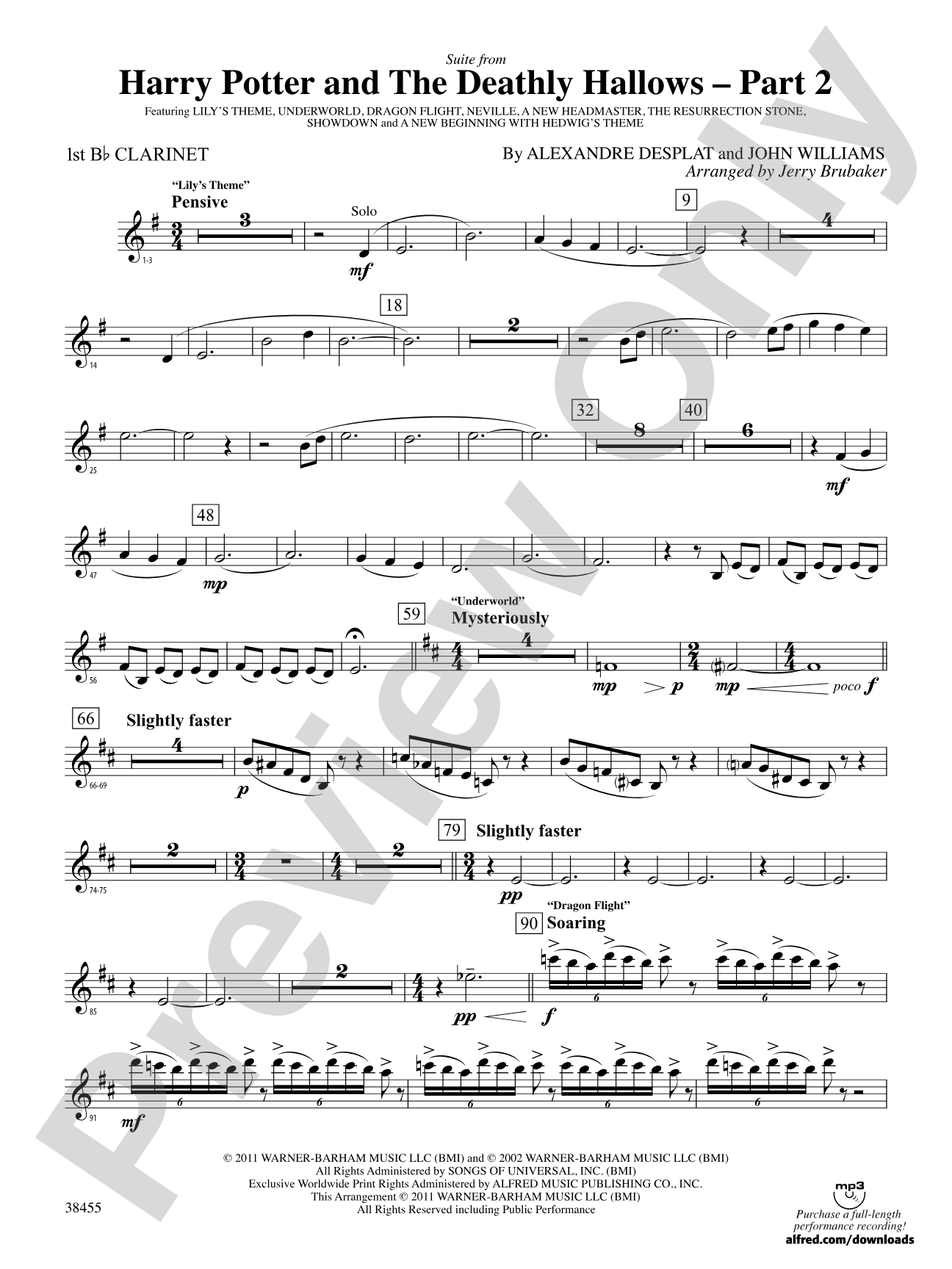 Harry Potter and the Deathly Hallows, Part 2, Suite from: 1st B-flat Clarinet