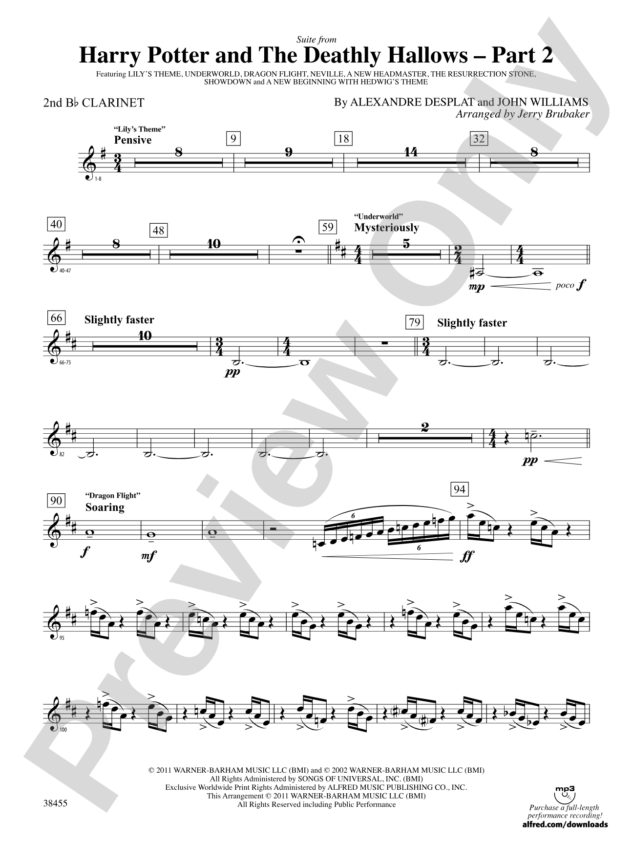 Harry Potter and the Deathly Hallows, Part 2, Suite from: 2nd B-flat Clarinet