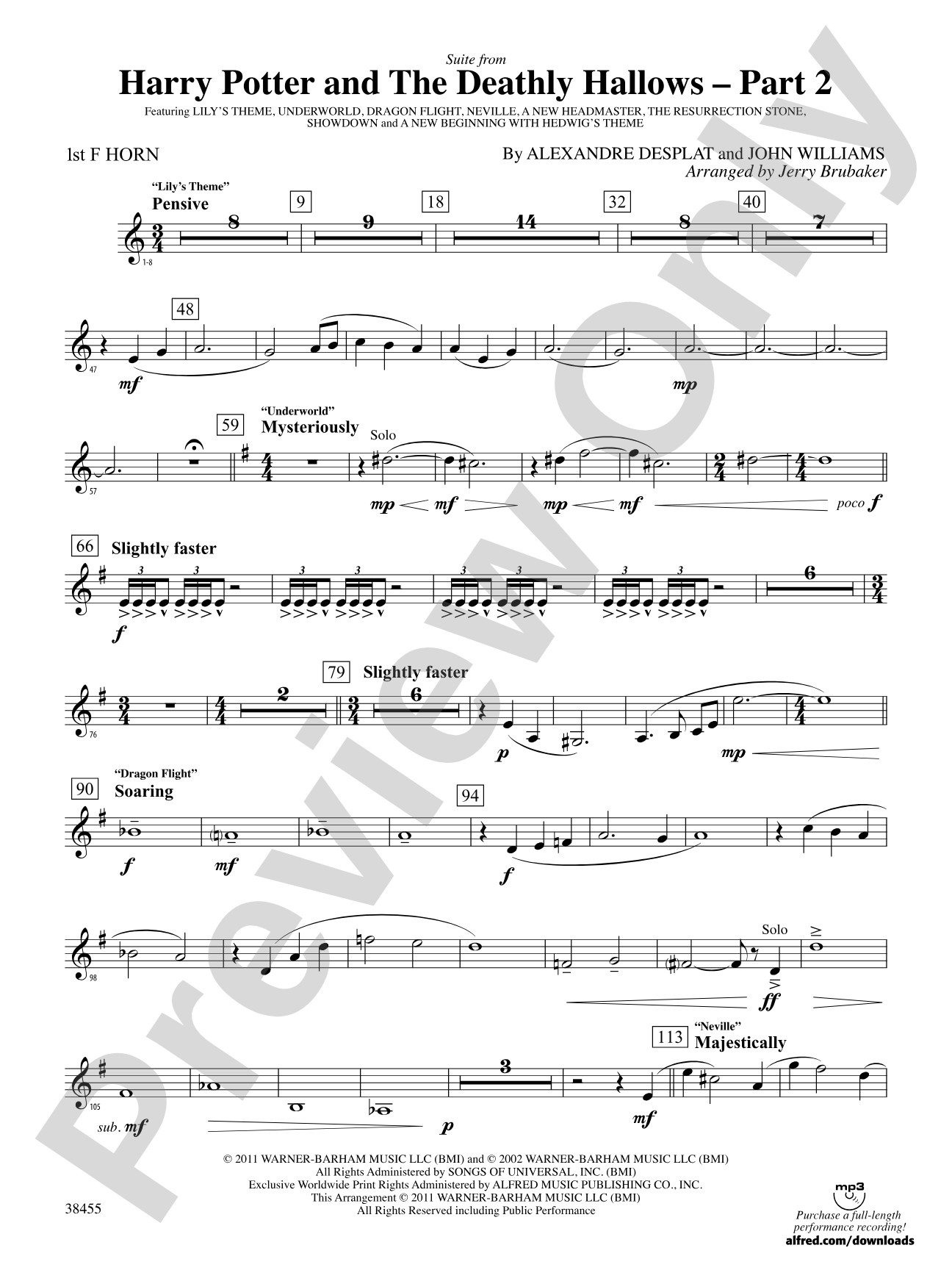 Harry Potter and the Deathly Hallows, Part 2, Suite from: 1st F Horn