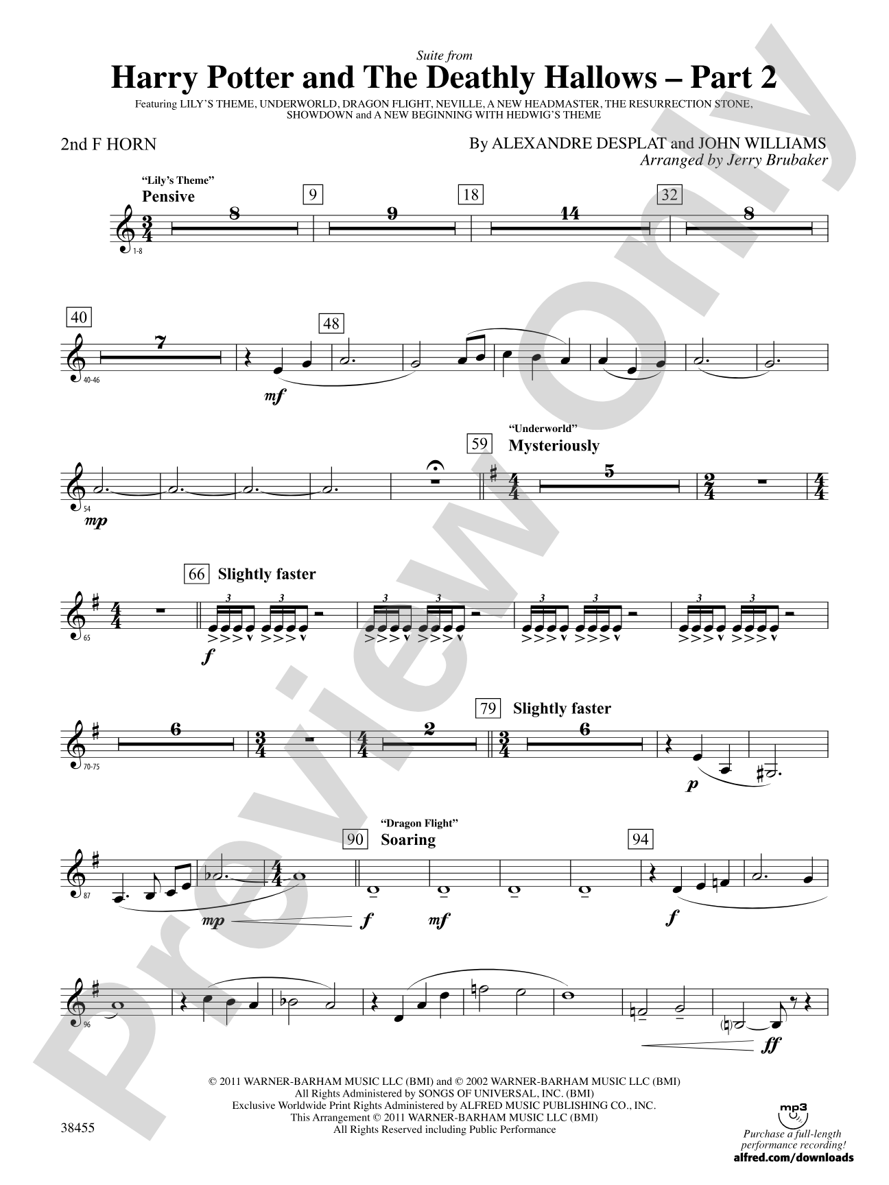 Harry Potter and the Deathly Hallows, Part 2, Suite from: 2nd F Horn