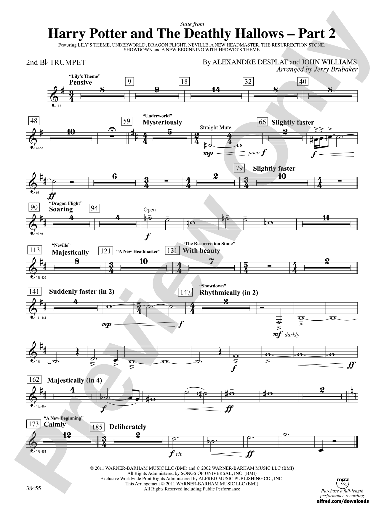 Harry Potter and the Deathly Hallows, Part 2, Suite from: 2nd B-flat Trumpet
