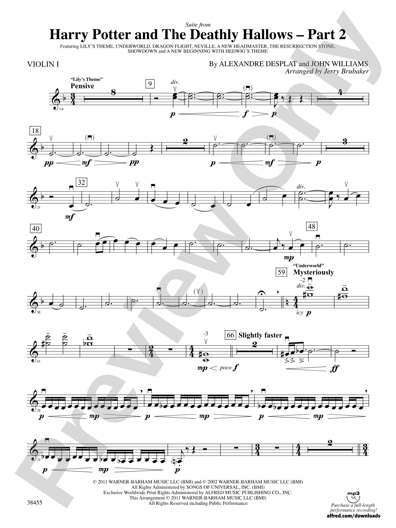 Harry Potter and the Deathly Hallows, Part 2, Suite from: 1st Violin