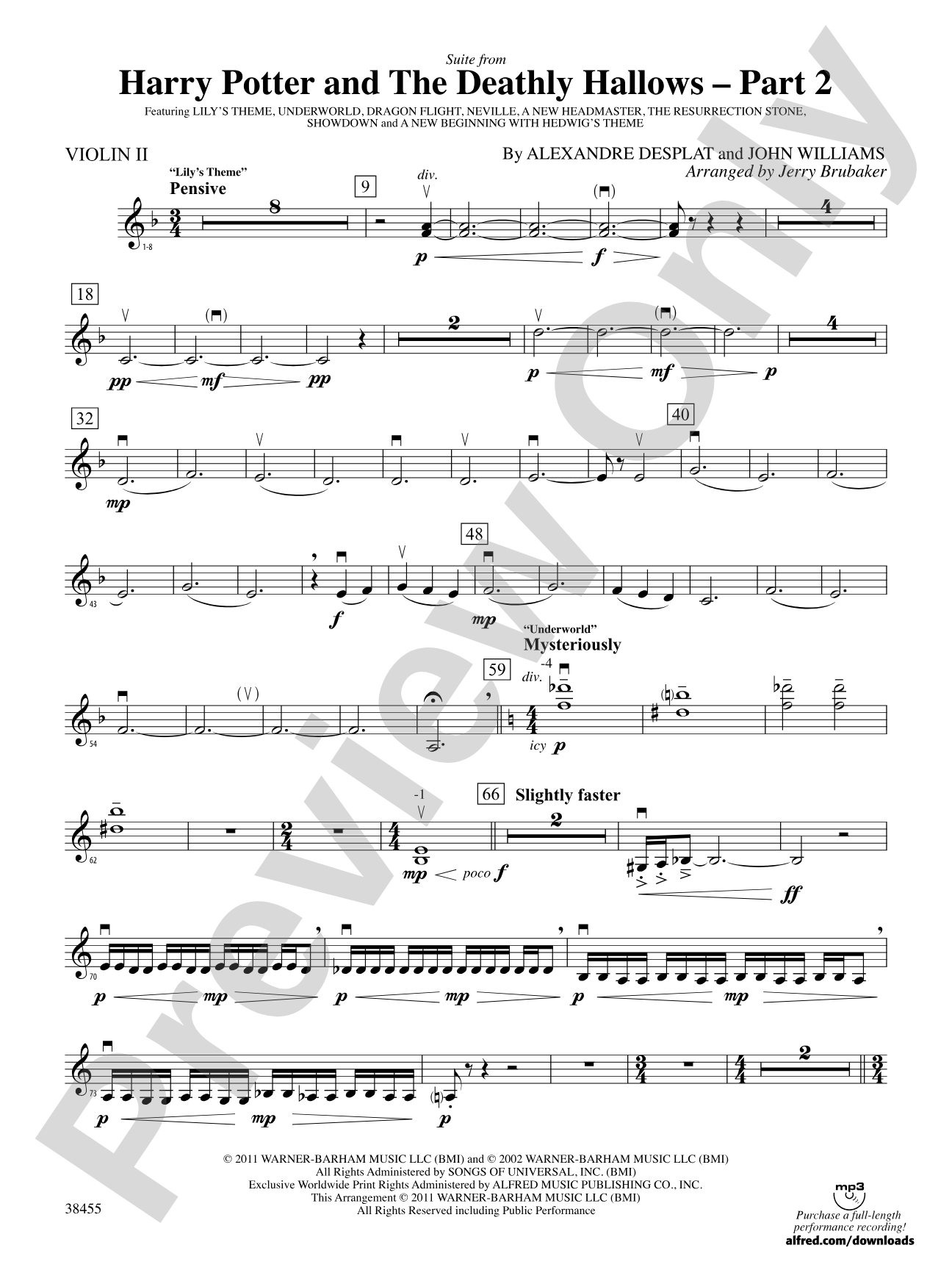 Harry Potter and the Deathly Hallows, Part 2, Suite from: 2nd Violin
