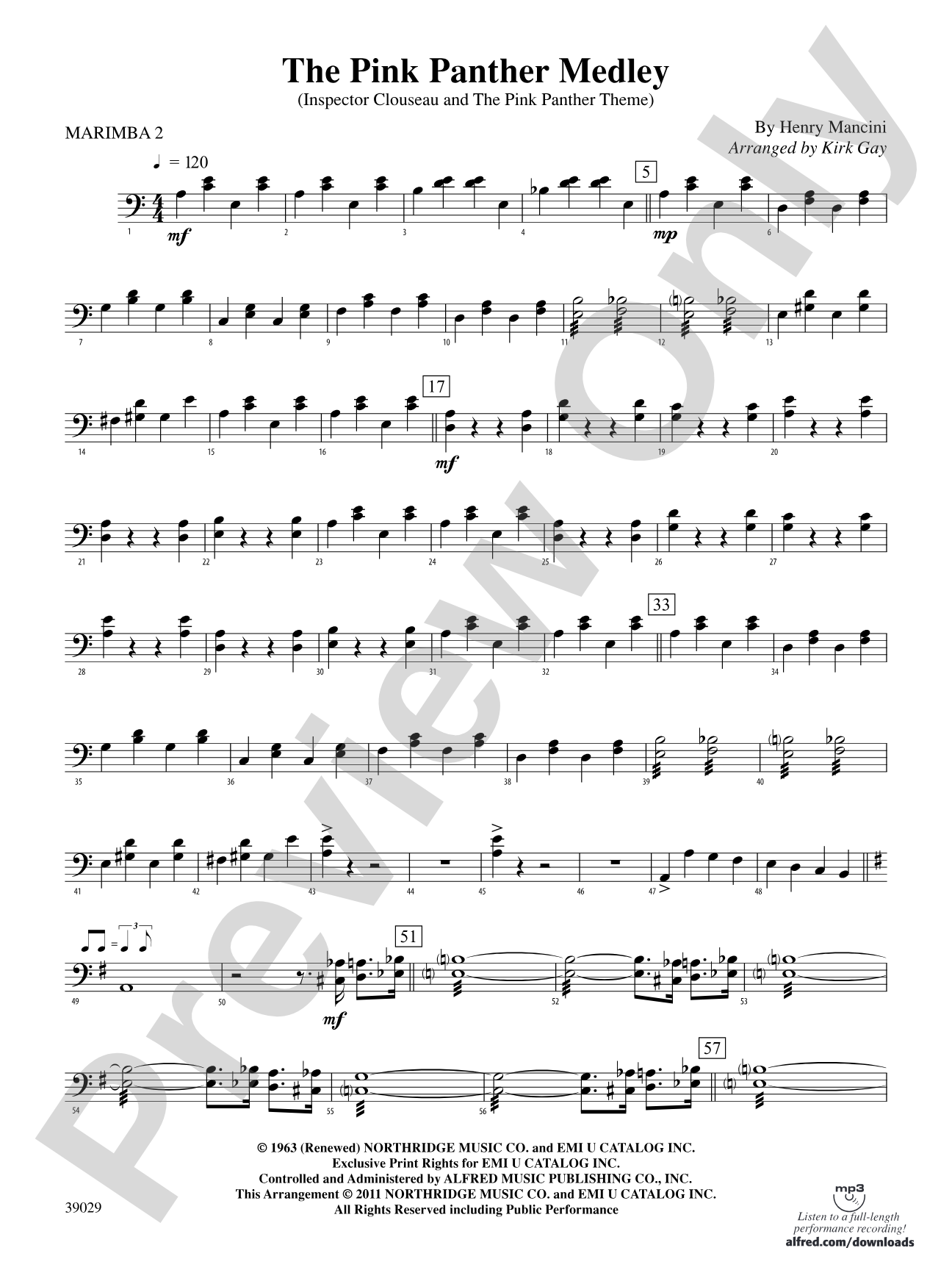 The Pink Panther Medley (Inspector Clouseau and The Pink Panther Theme): 2nd Mallet Percussion