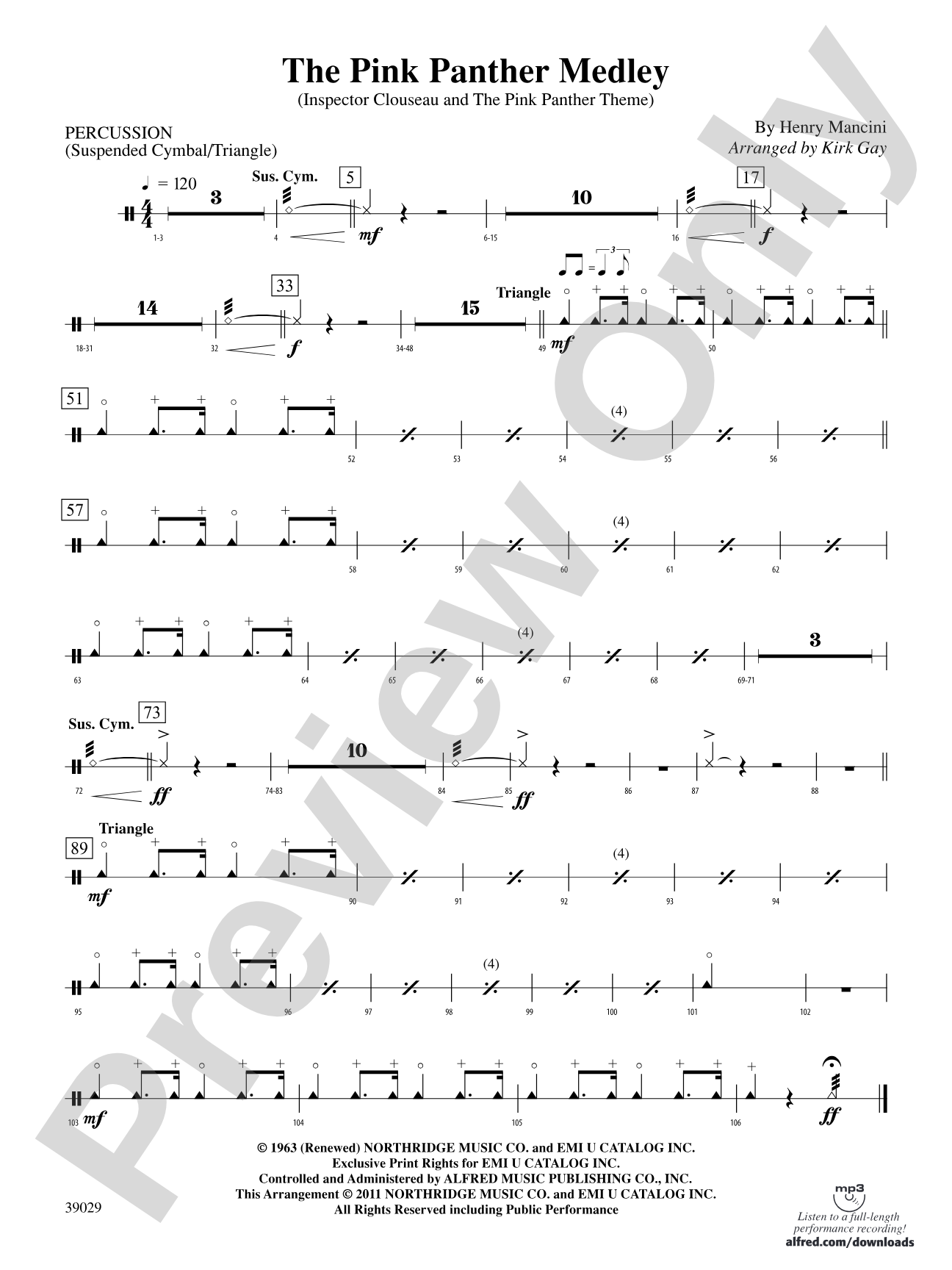 The Pink Panther Medley (Inspector Clouseau and The Pink Panther Theme): 1st Percussion
