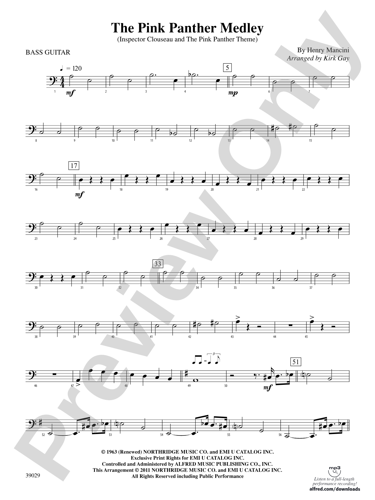 The Pink Panther Medley (Inspector Clouseau and The Pink Panther Theme): String Bass
