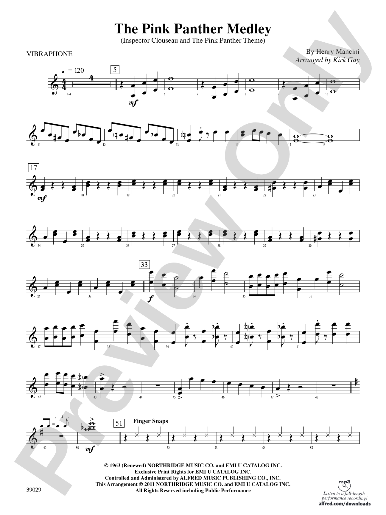 The Pink Panther Medley (Inspector Clouseau and The Pink Panther Theme): Vibraphone