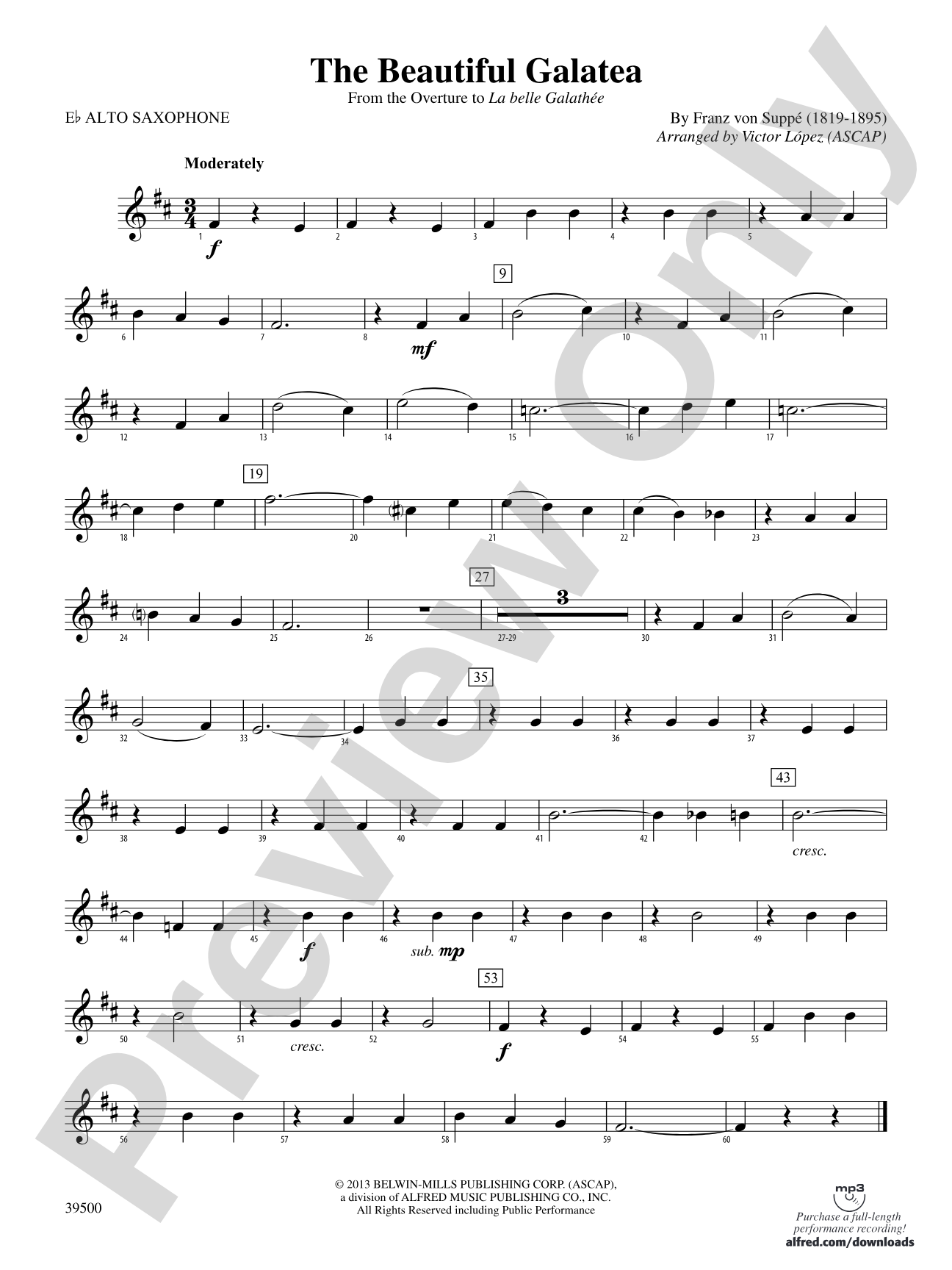 The Beautiful Galatea (from the Overture to La belle Galathée): E-flat Alto Saxophone