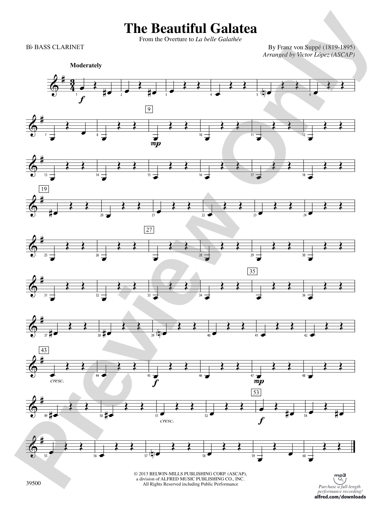 The Beautiful Galatea (from the Overture to La belle Galathée): B-flat Bass Clarinet