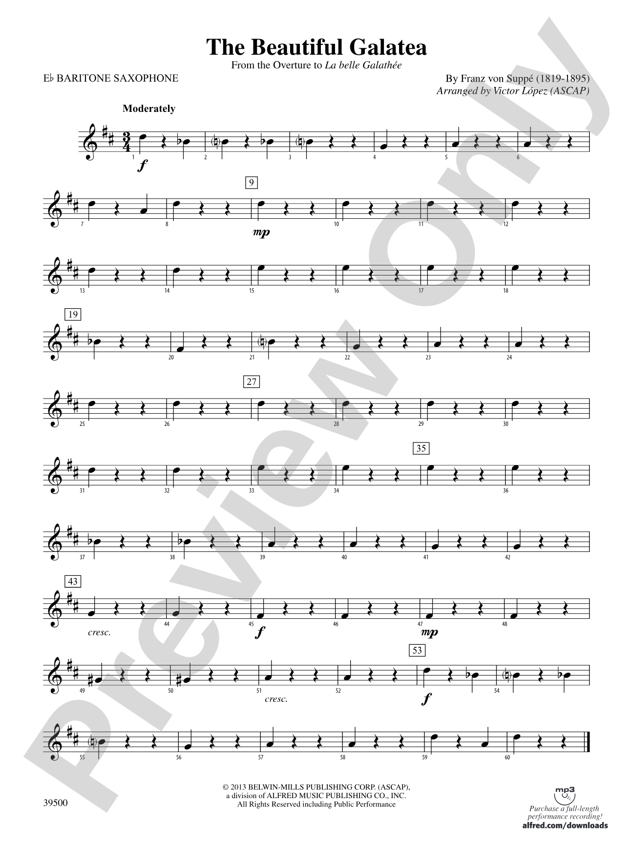 The Beautiful Galatea (from the Overture to La belle Galathée): E-flat Baritone Saxophone