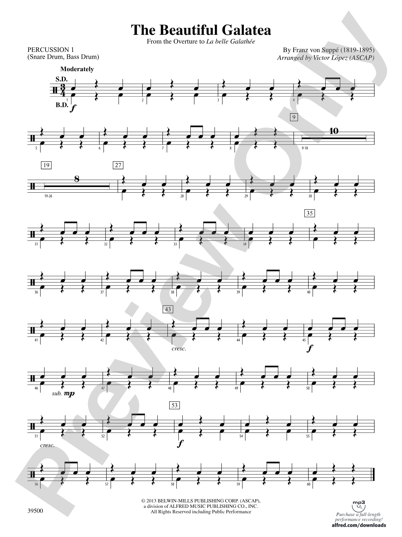 The Beautiful Galatea (from the Overture to La belle Galathée): 1st Percussion