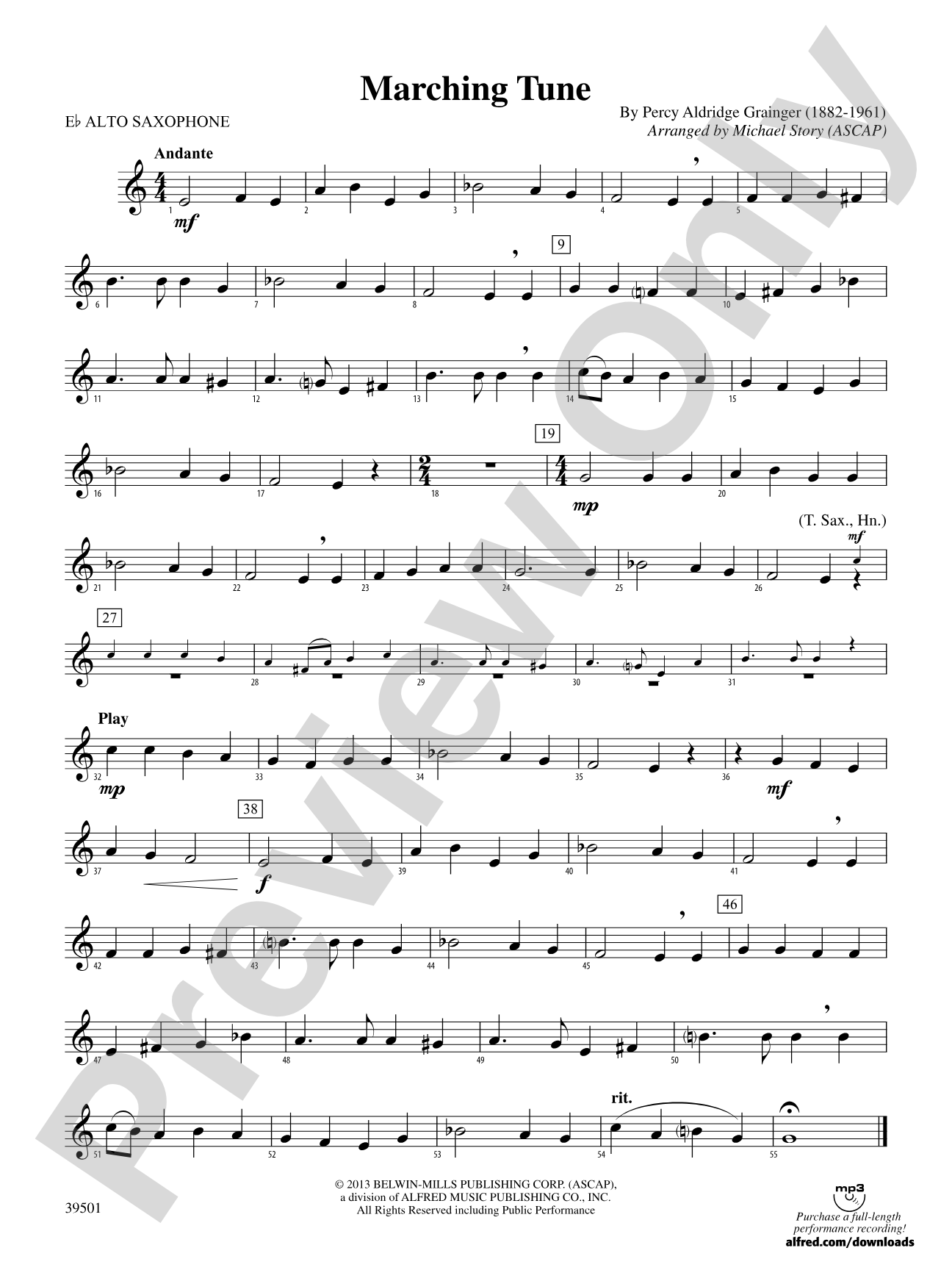 Marching Tune: E-flat Alto Saxophone
