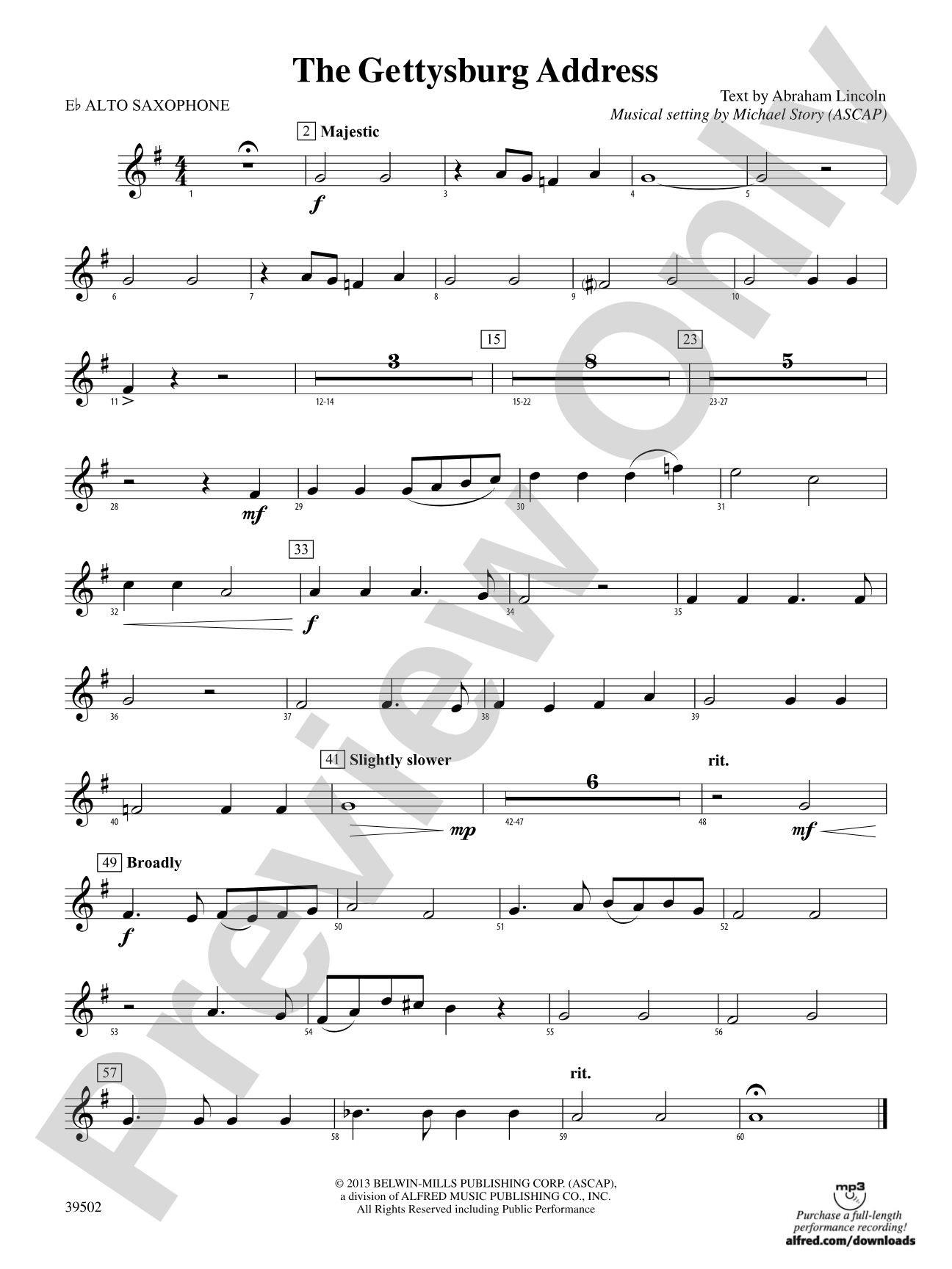 The Gettysburg Address: E-flat Alto Saxophone