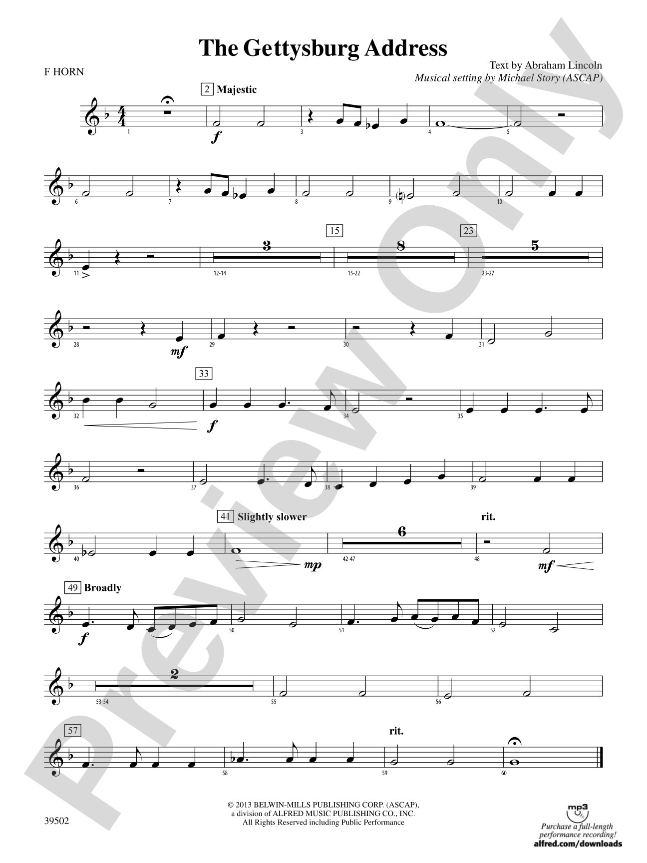 The Gettysburg Address: 1st F Horn