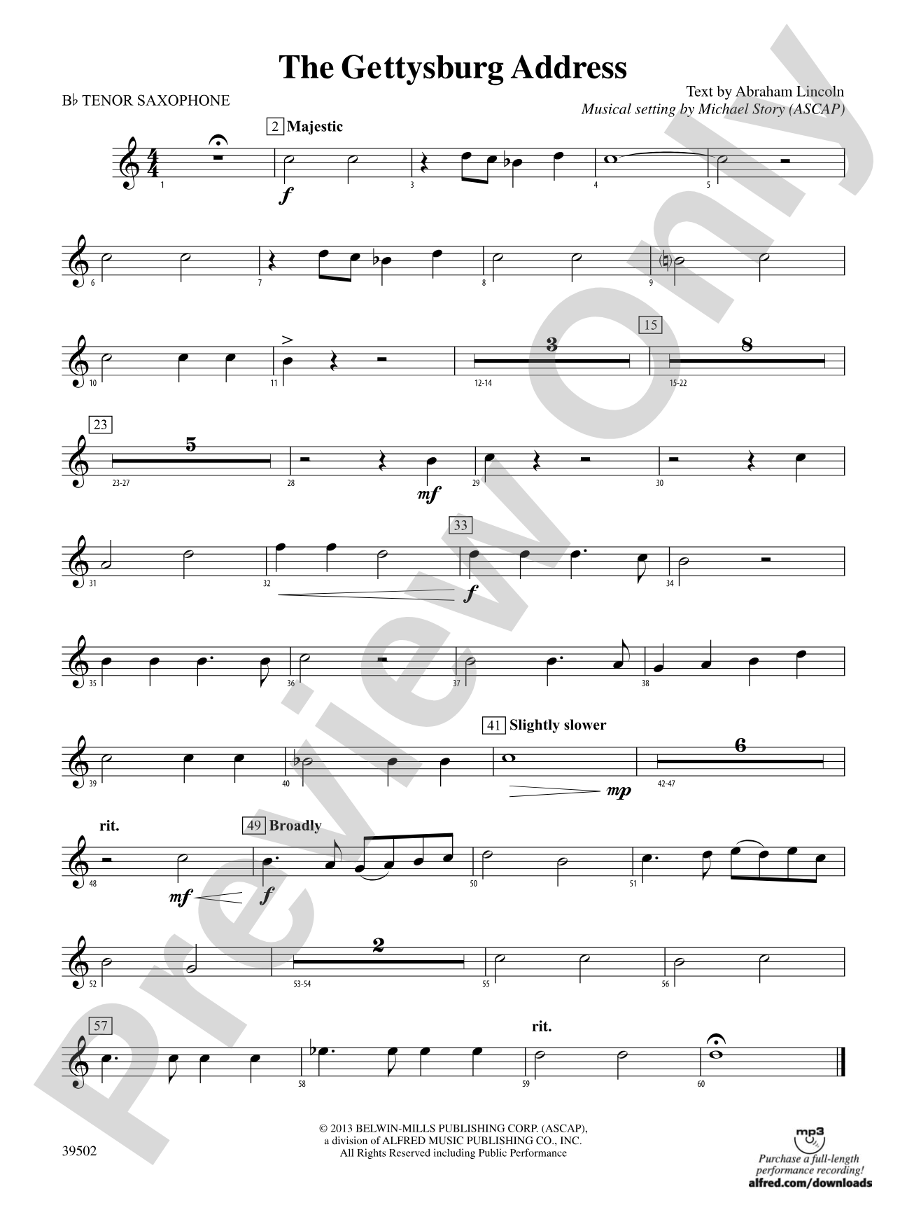 The Gettysburg Address: B-flat Tenor Saxophone
