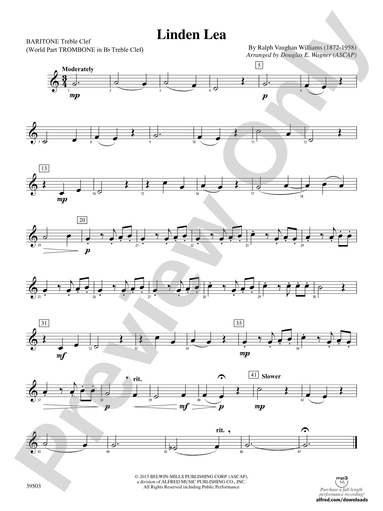 Linden Lea: Baritone T.C.