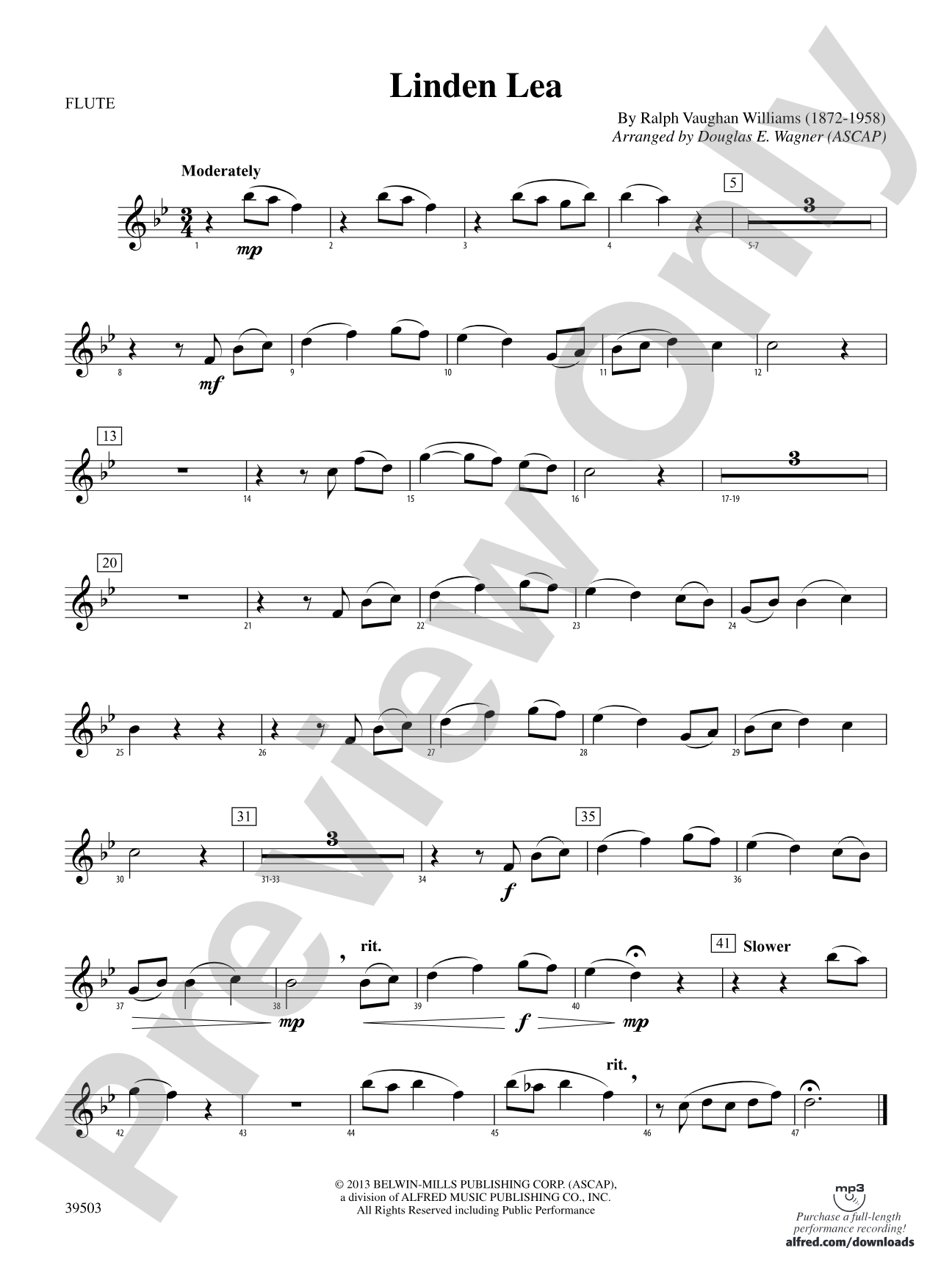 Linden Lea: Flute