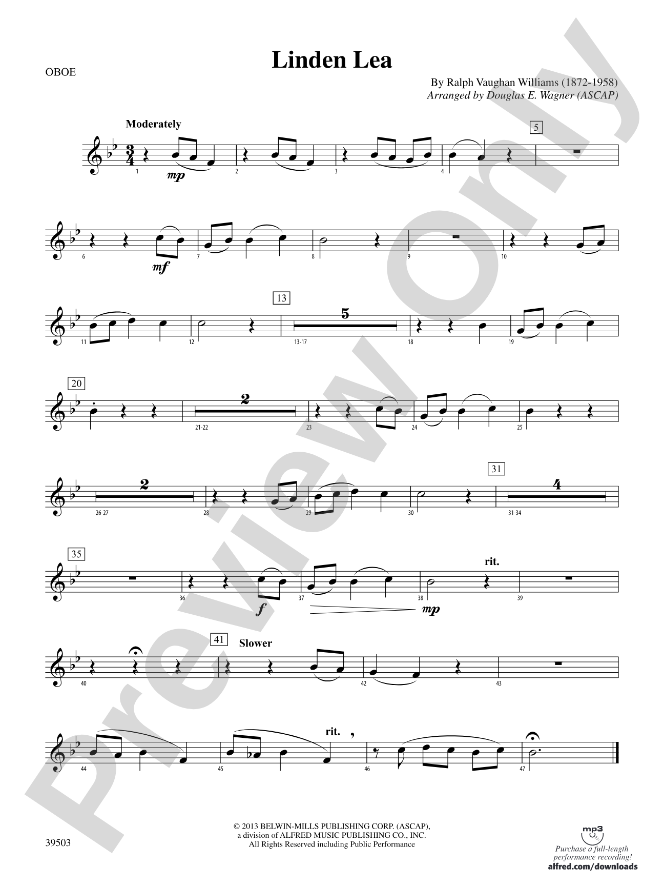 Linden Lea: Oboe