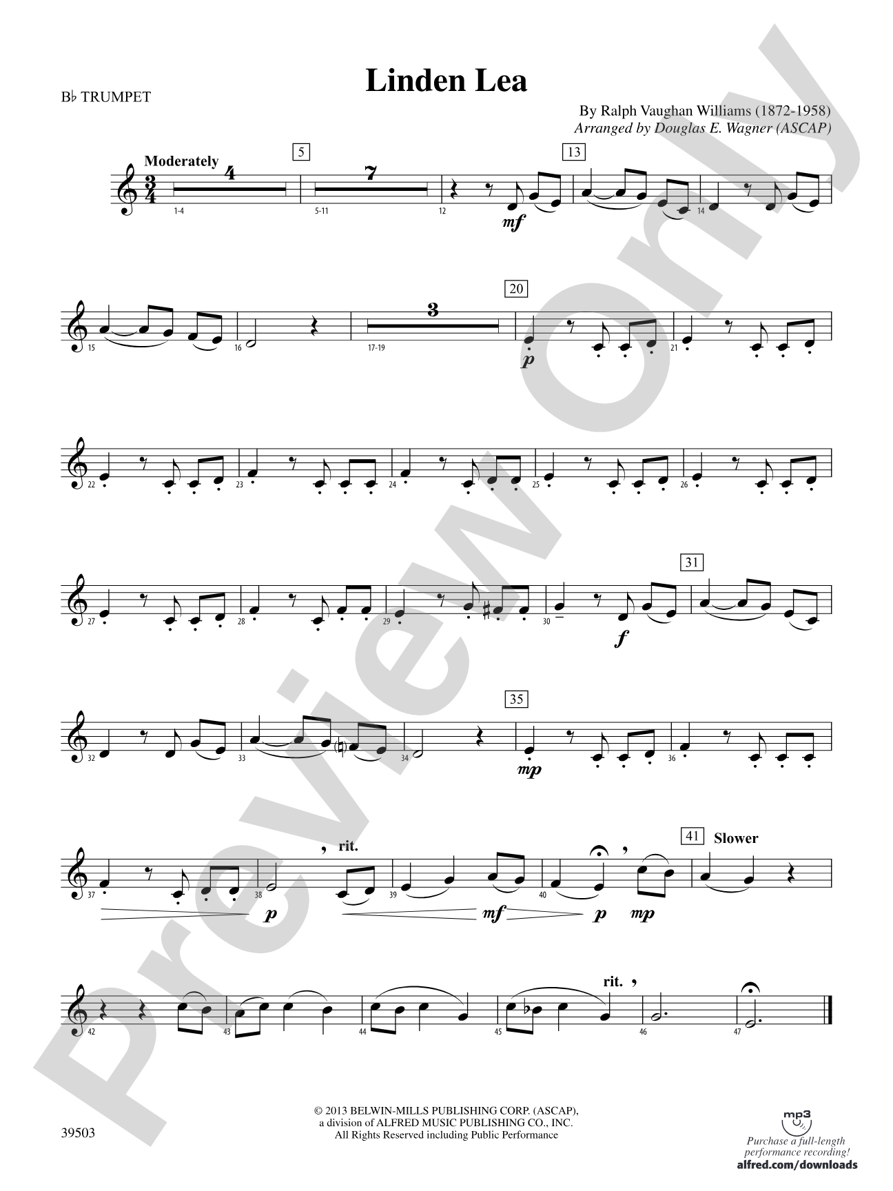 Linden Lea: 1st B-flat Trumpet