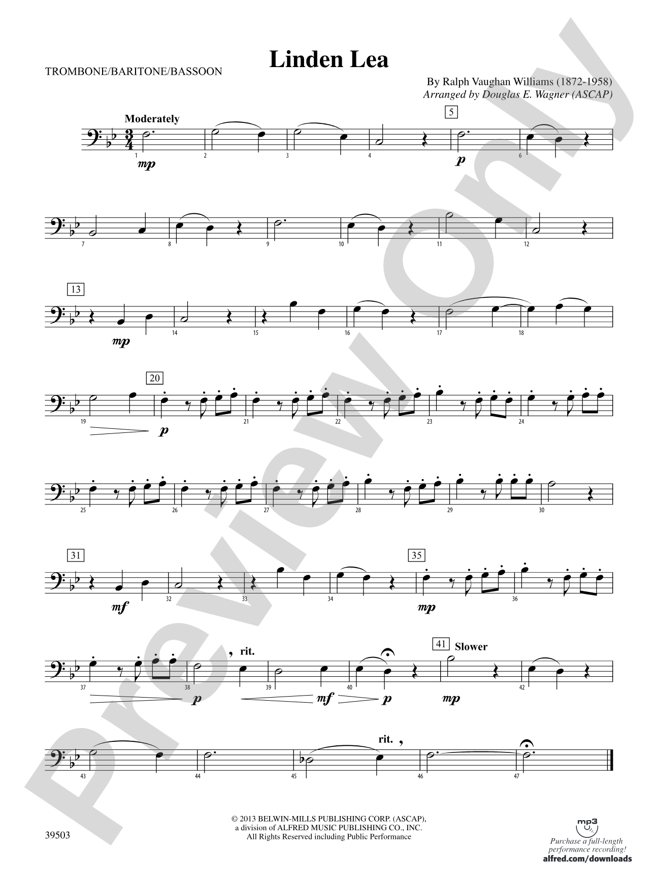 Linden Lea: 1st Trombone