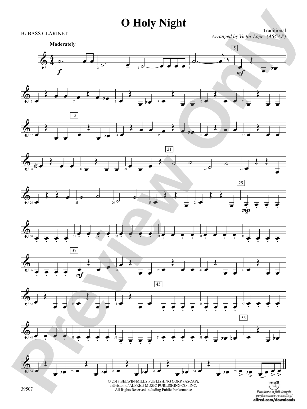 O Holy Night: B-flat Bass Clarinet