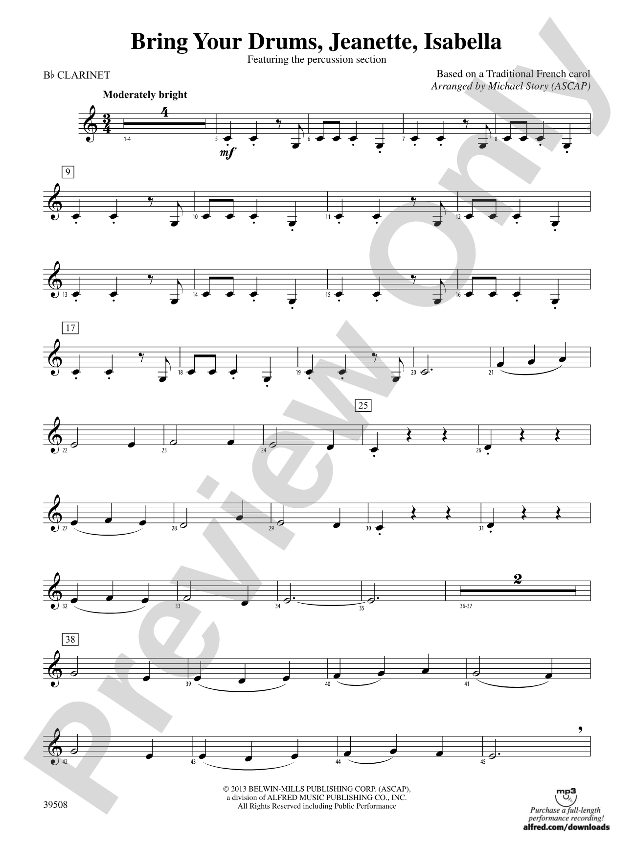 Bring Your Drums, Jeanette, Isabella: 1st B-flat Clarinet