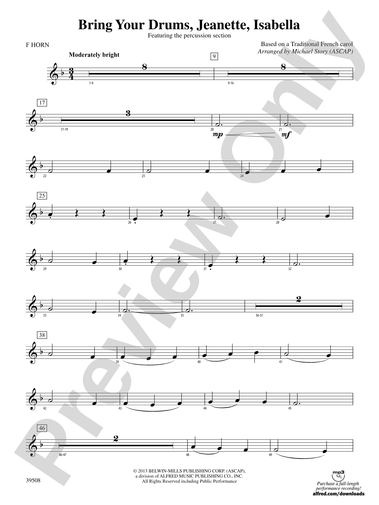 Bring Your Drums, Jeanette, Isabella: 1st F Horn