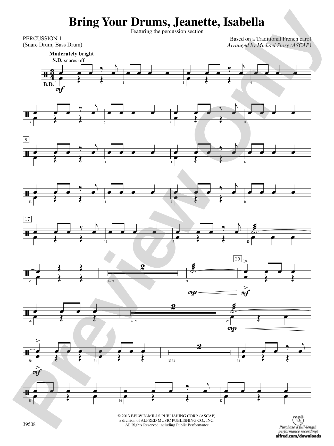 Bring Your Drums, Jeanette, Isabella: 1st Percussion