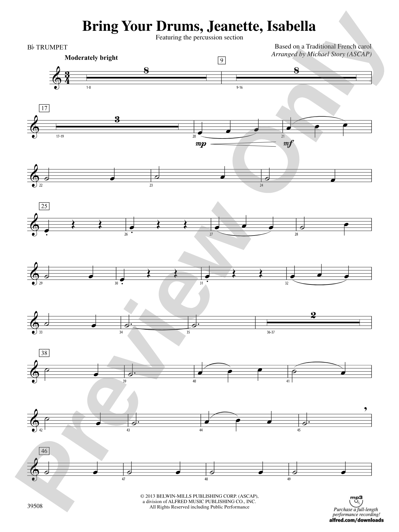 Bring Your Drums, Jeanette, Isabella: 1st B-flat Trumpet