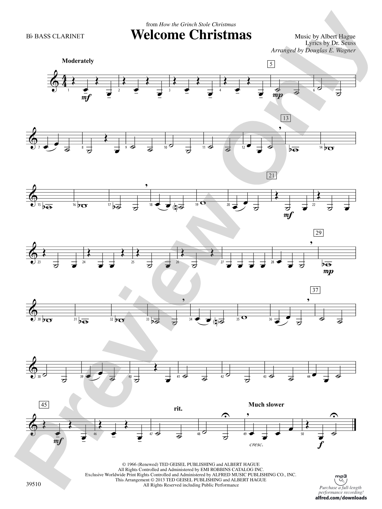 Welcome Christmas (from How the Grinch Stole Christmas): B-flat Bass Clarinet
