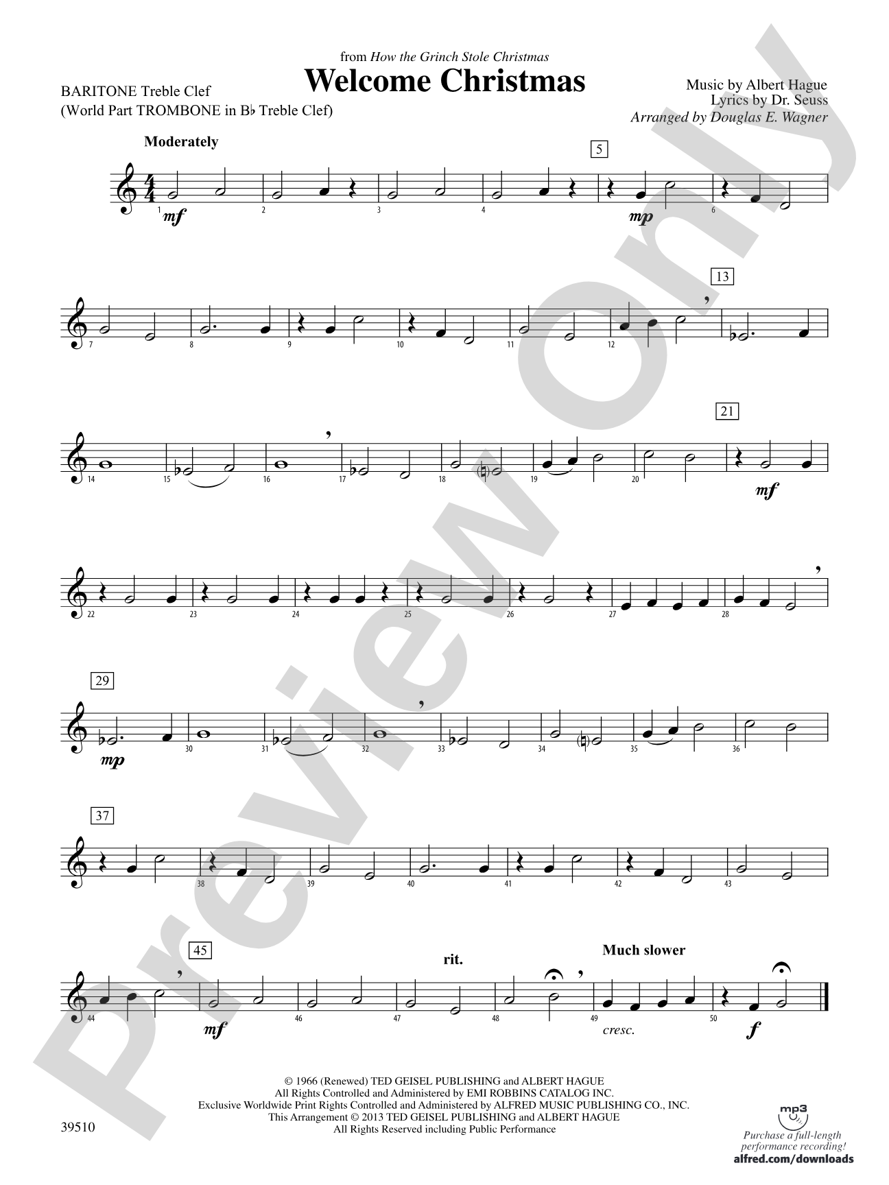 Welcome Christmas (from How the Grinch Stole Christmas): Baritone T.C.