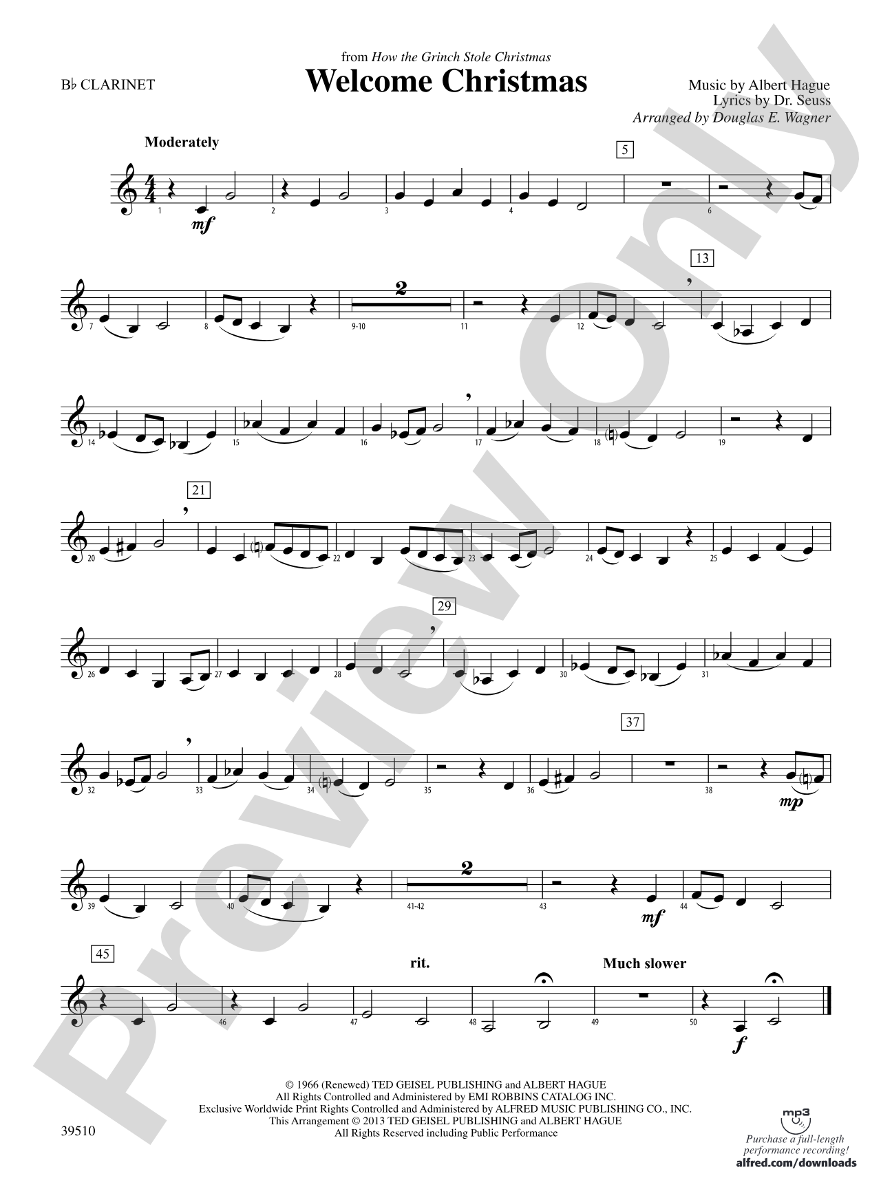 Welcome Christmas (from How the Grinch Stole Christmas): 1st B-flat Clarinet