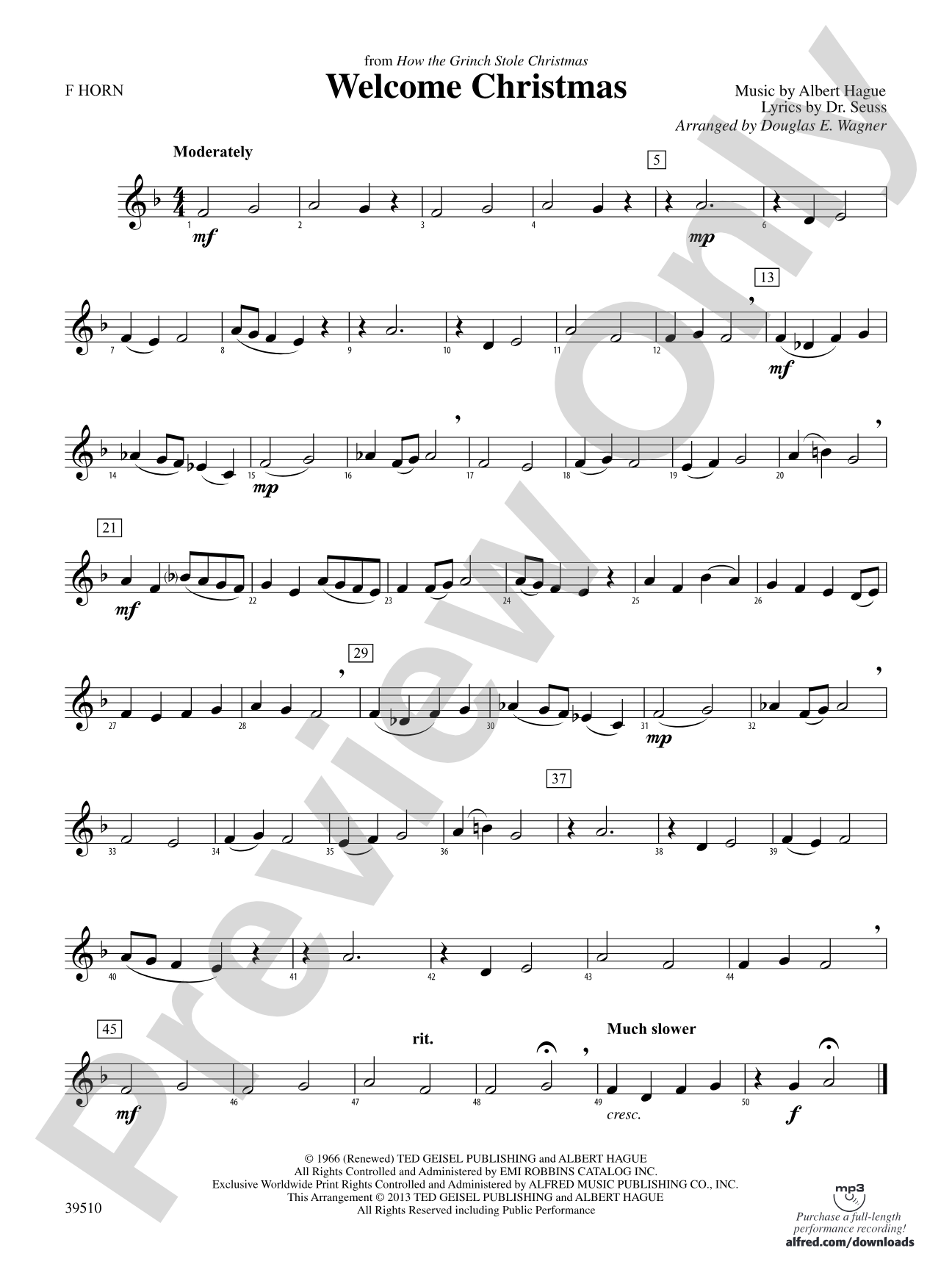 Welcome Christmas (from How the Grinch Stole Christmas): 1st F Horn