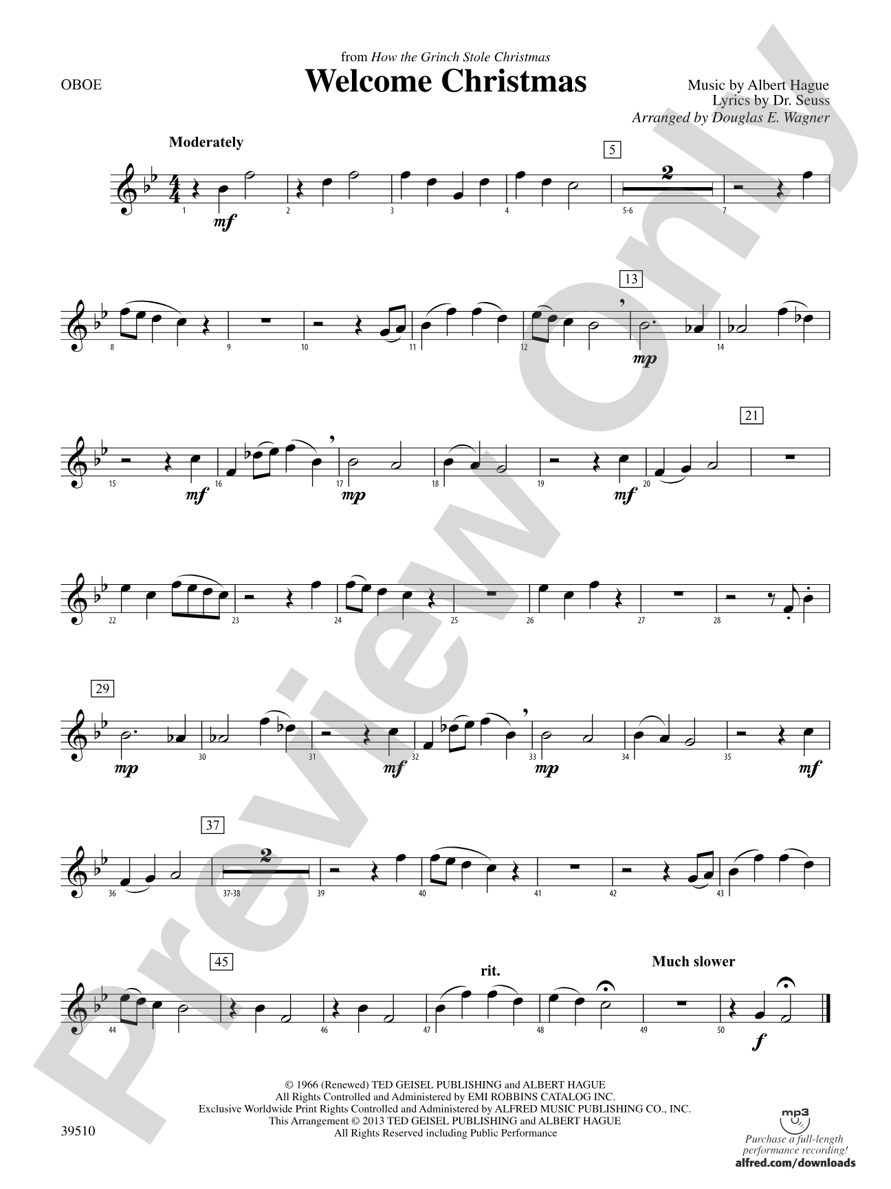 Welcome Christmas (from How the Grinch Stole Christmas): Oboe