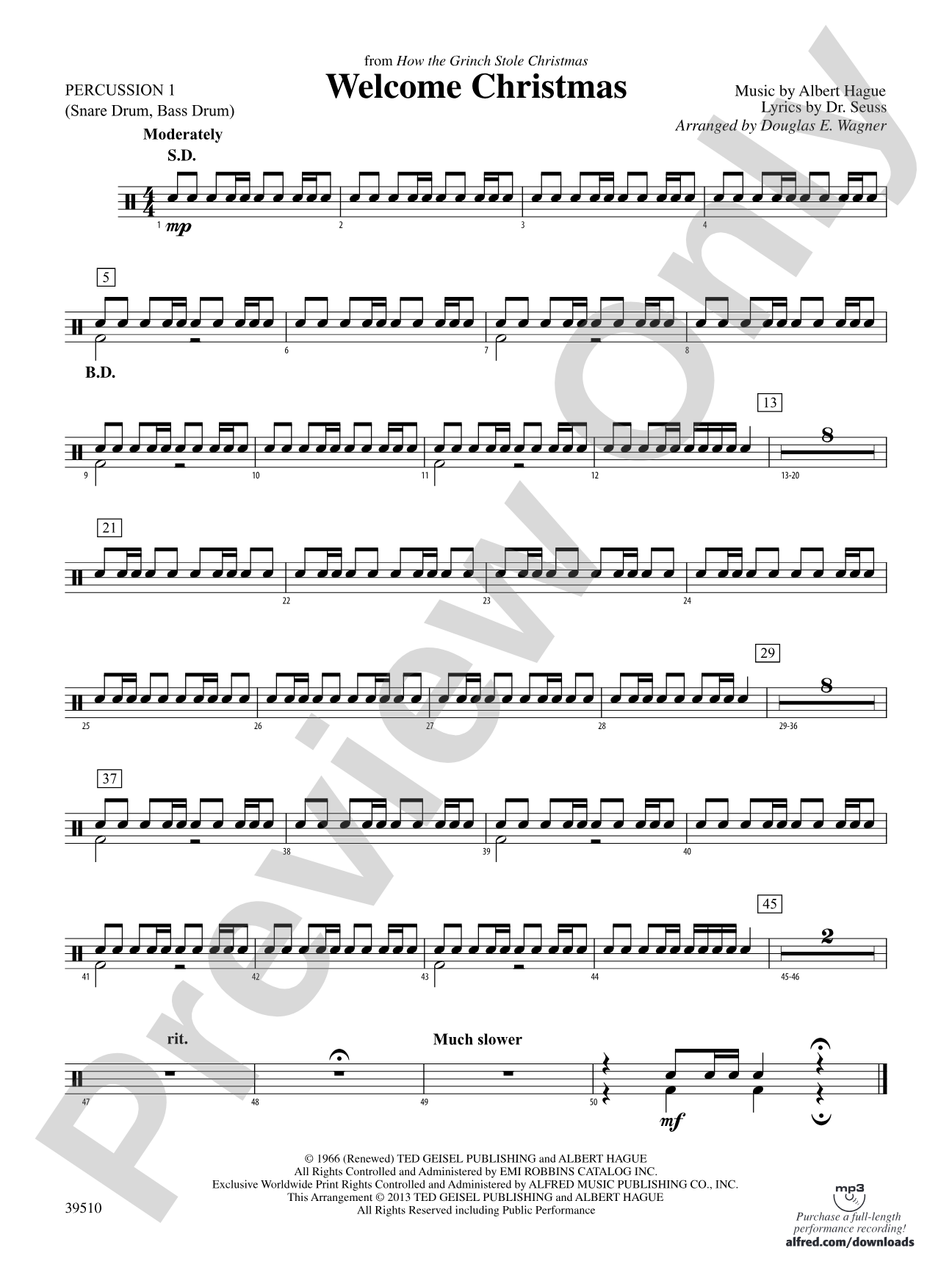Welcome Christmas (from How the Grinch Stole Christmas): 1st Percussion