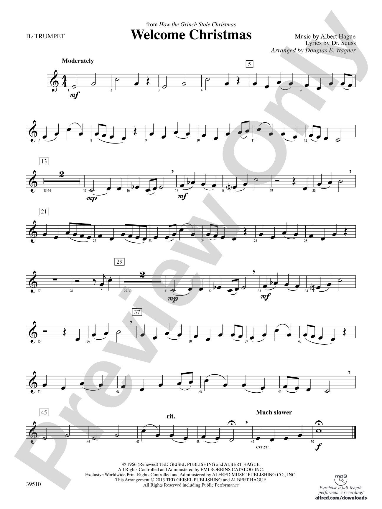 Welcome Christmas (from How the Grinch Stole Christmas): 1st B-flat Trumpet