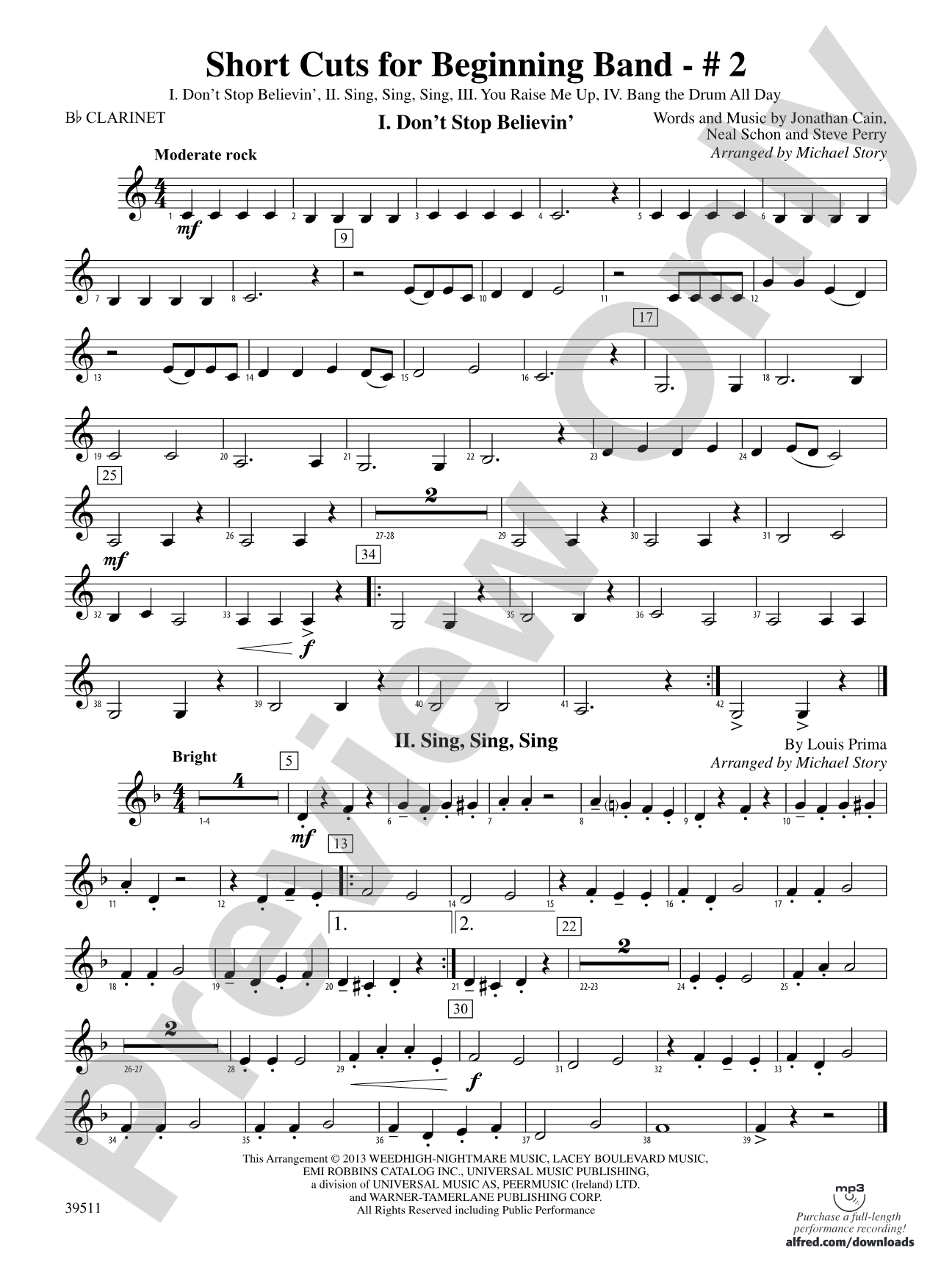 Short Cuts for Beginning Band -- #2: 1st B-flat Clarinet