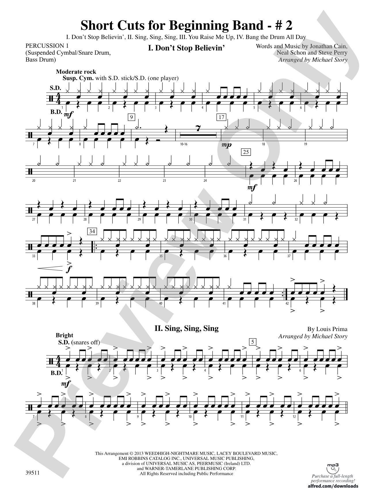 Short Cuts for Beginning Band -- #2: 1st Percussion