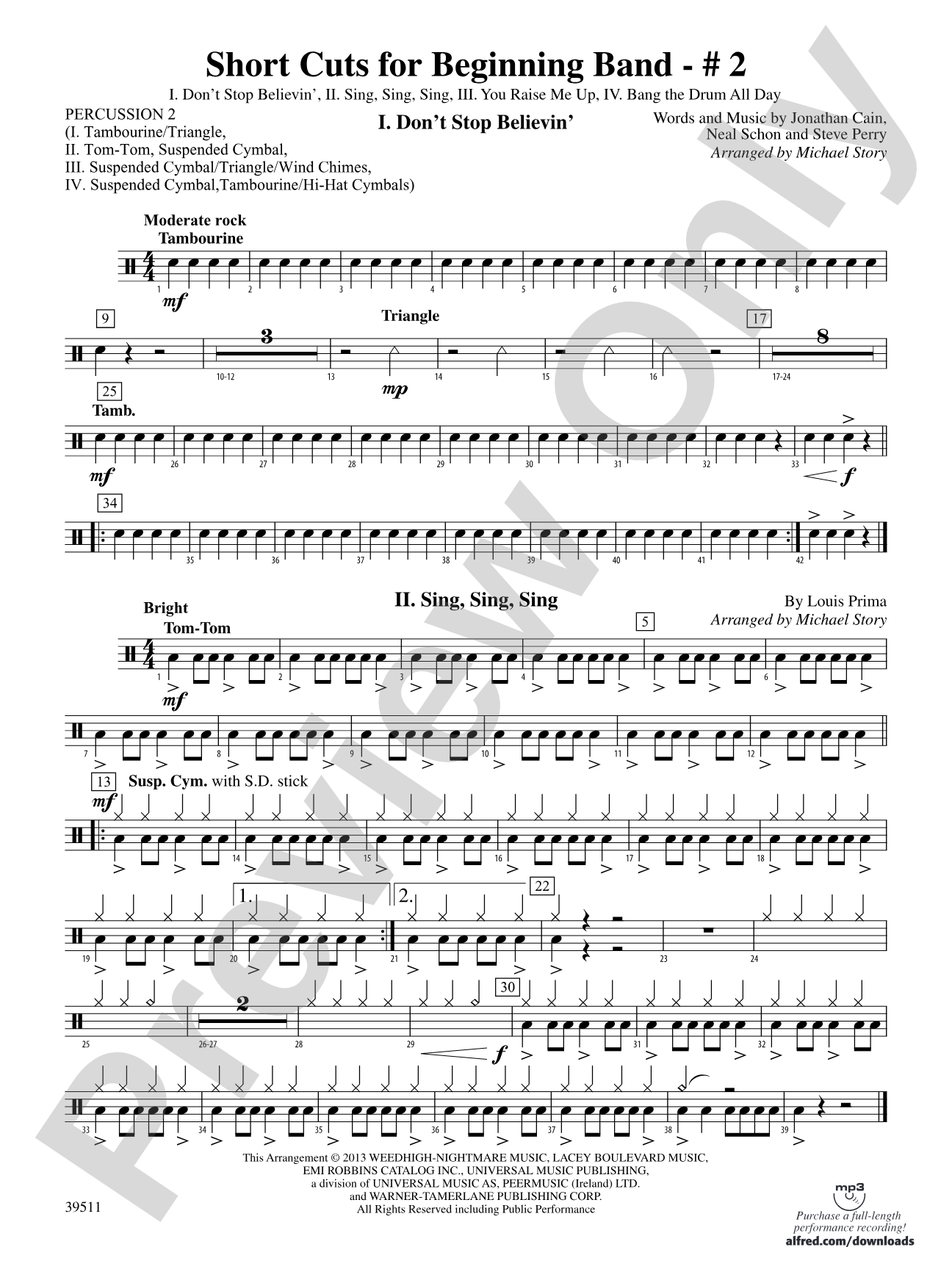 Short Cuts for Beginning Band -- #2: 2nd Percussion