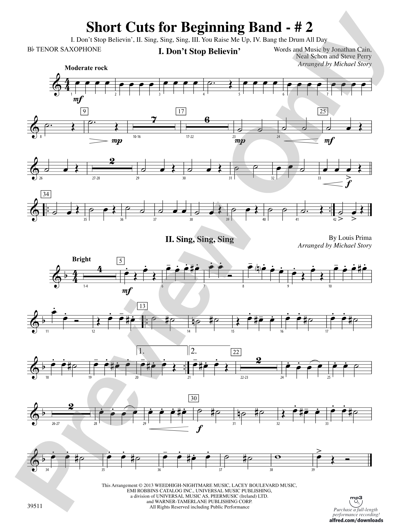 Short Cuts for Beginning Band -- #2: B-flat Tenor Saxophone