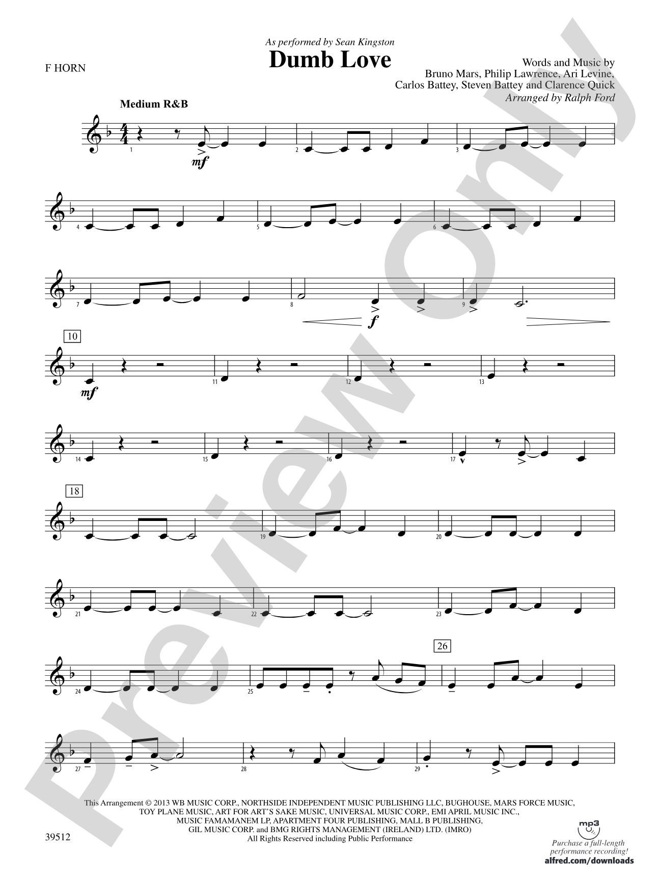 Dumb Love: 1st F Horn